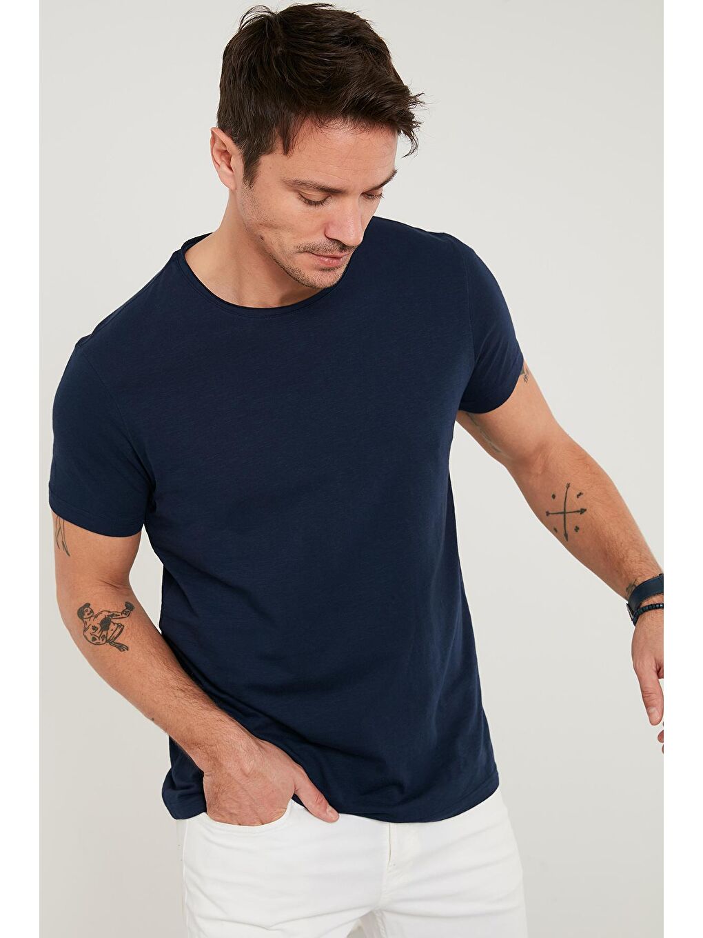 Buratti İndigo Bisiklet Yaka % 100 Pamuk Slim Fit Basic T Shirt 59020001 - 2