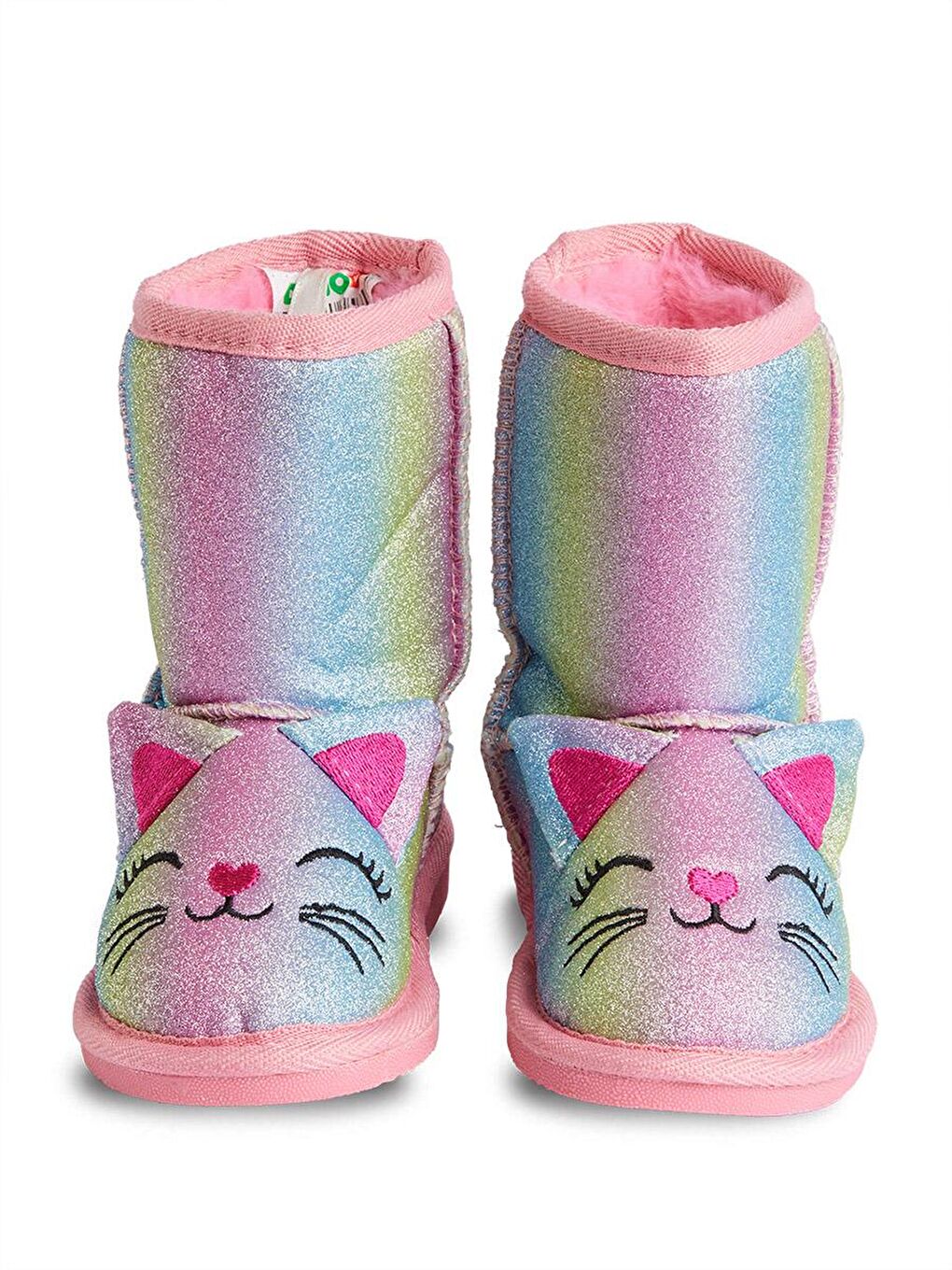 Denokids Pembe Kedi Renkli Simli Kız Çocuk Bot - 1