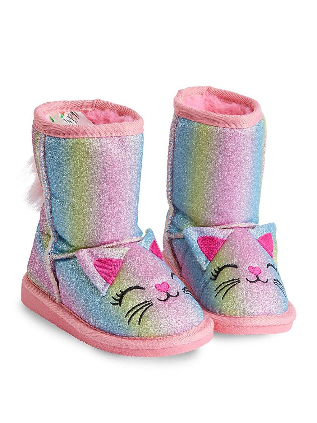 Denokids Pembe Kedi Renkli Simli Kız Çocuk Bot - 2