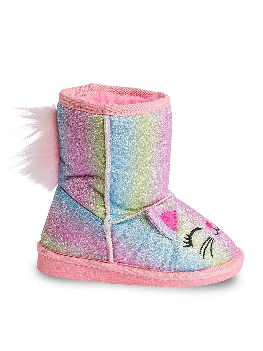 Denokids Pembe Kedi Renkli Simli Kız Çocuk Bot - 4