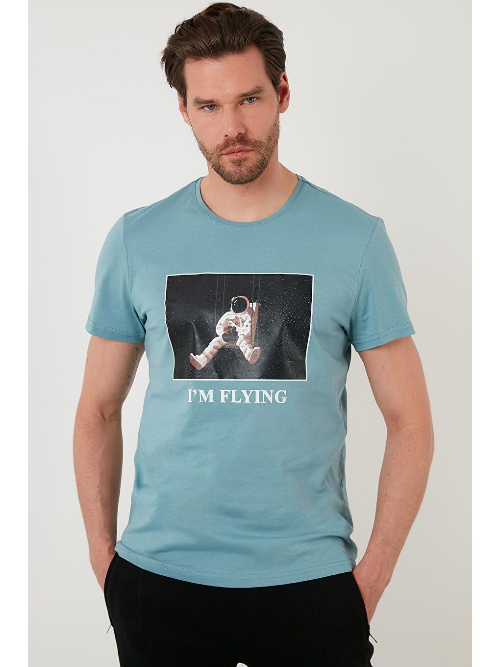 Mavi Baskılı Slim Fit Bisiklet Yaka %100 Pamuk Tişört 5902416