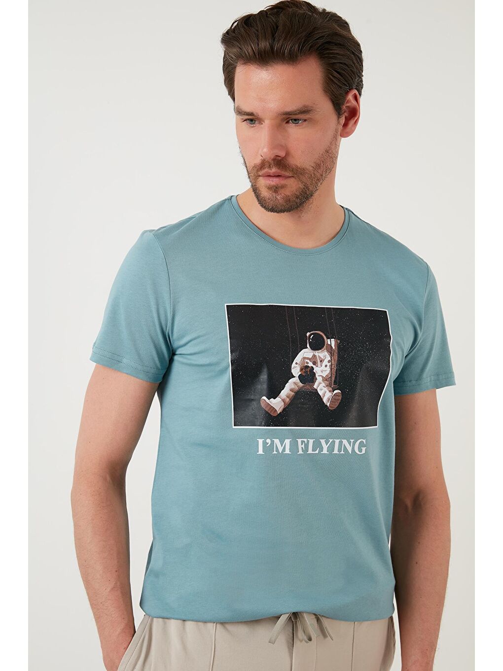 Mavi Baskılı Slim Fit Bisiklet Yaka %100 Pamuk Tişört 5902416-1