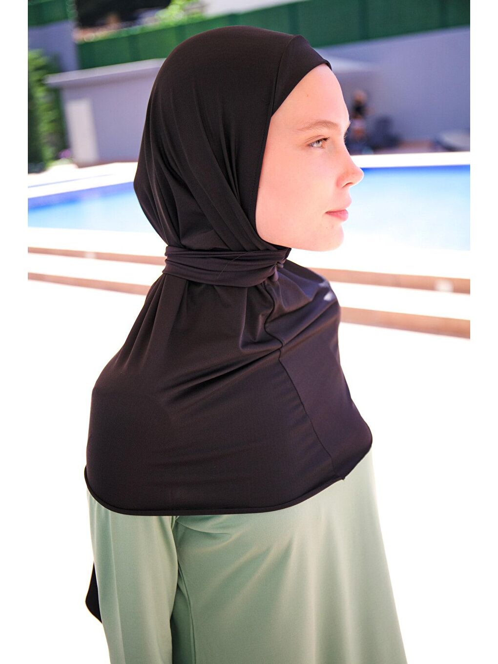 Marina Siyah Bağlamalı Eşarp Bone B2396 - 4