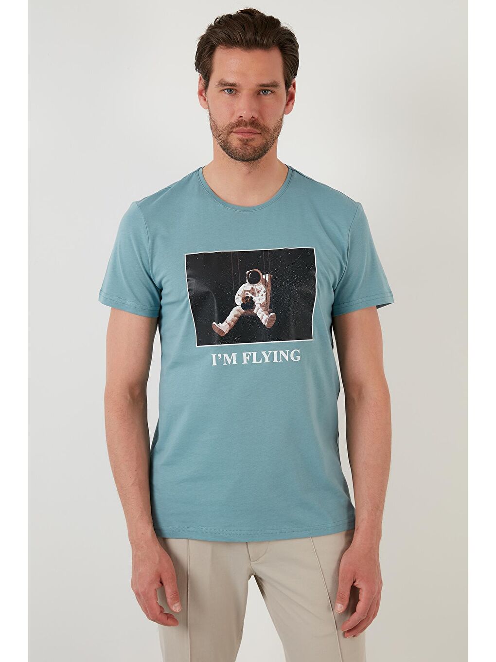 Mavi Baskılı Slim Fit Bisiklet Yaka %100 Pamuk Tişört 5902416-2