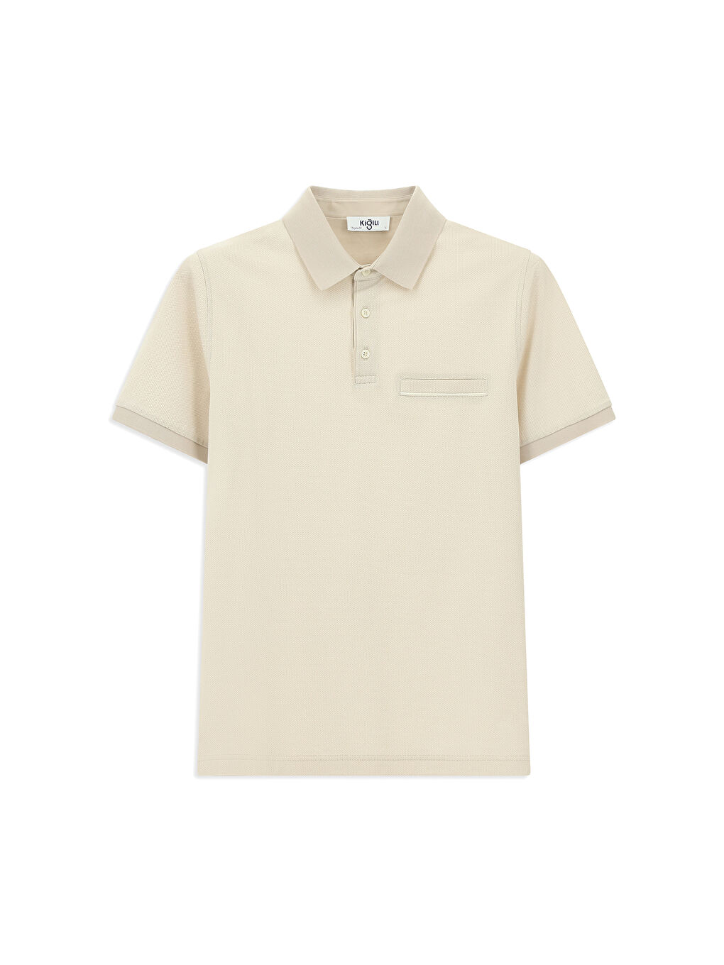 Bej Regular Fit Desenli Pamuklu Polo Yaka Tişört-5