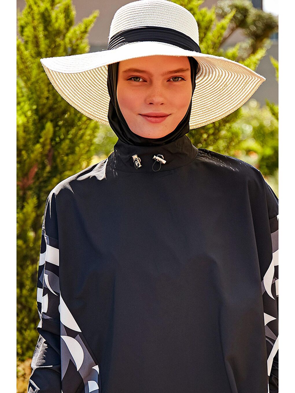 Fiyonklu Ekru Geniş Hasır Şapka 1423218-1