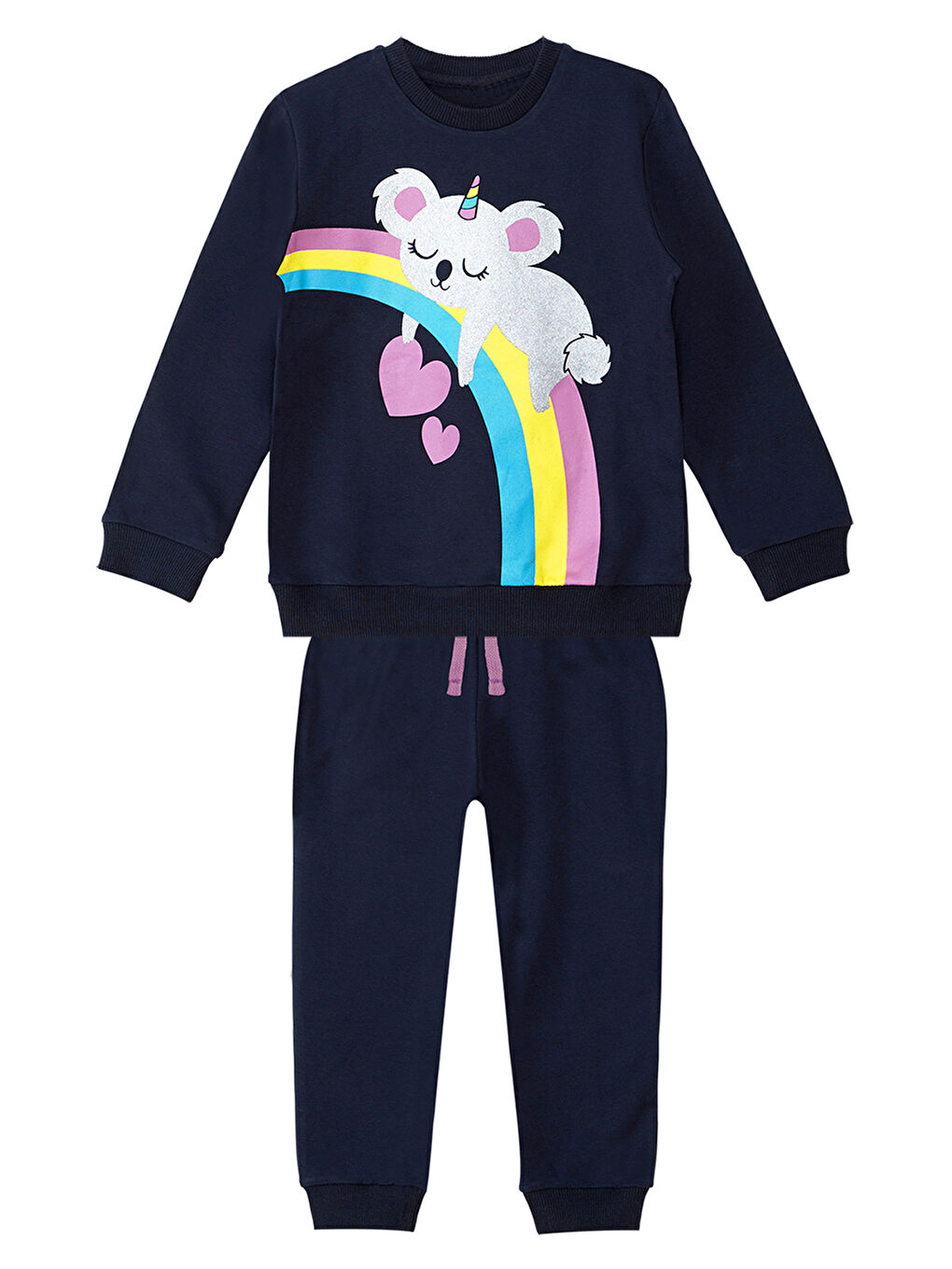 Lacivert Simli Koala Kız Çocuk Eşofman Altı Takım-2