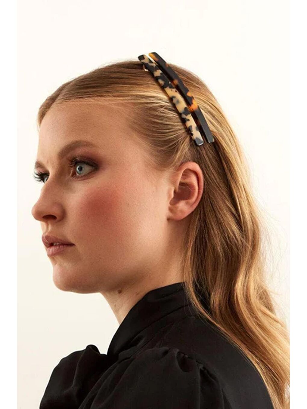 Kahverengi Plain Lüks Akrilik Kaplumbağa Sırtı Otomatik Saç Tokası 2'li paket-3