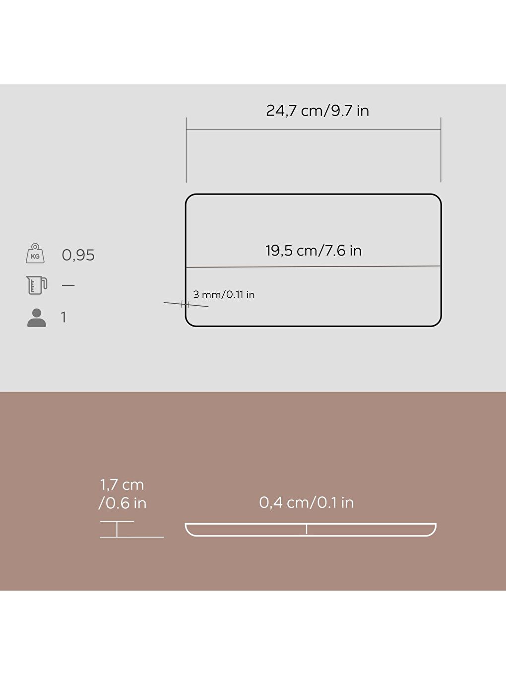 Dikdörtgen Servis Tabağı. Siyah Renk. Ölçü 13x25cm.-2