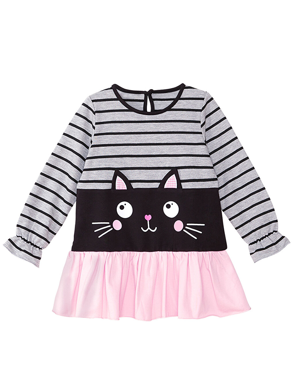 Karışık Siyah Kedi Kız Çocuk Elbise-2