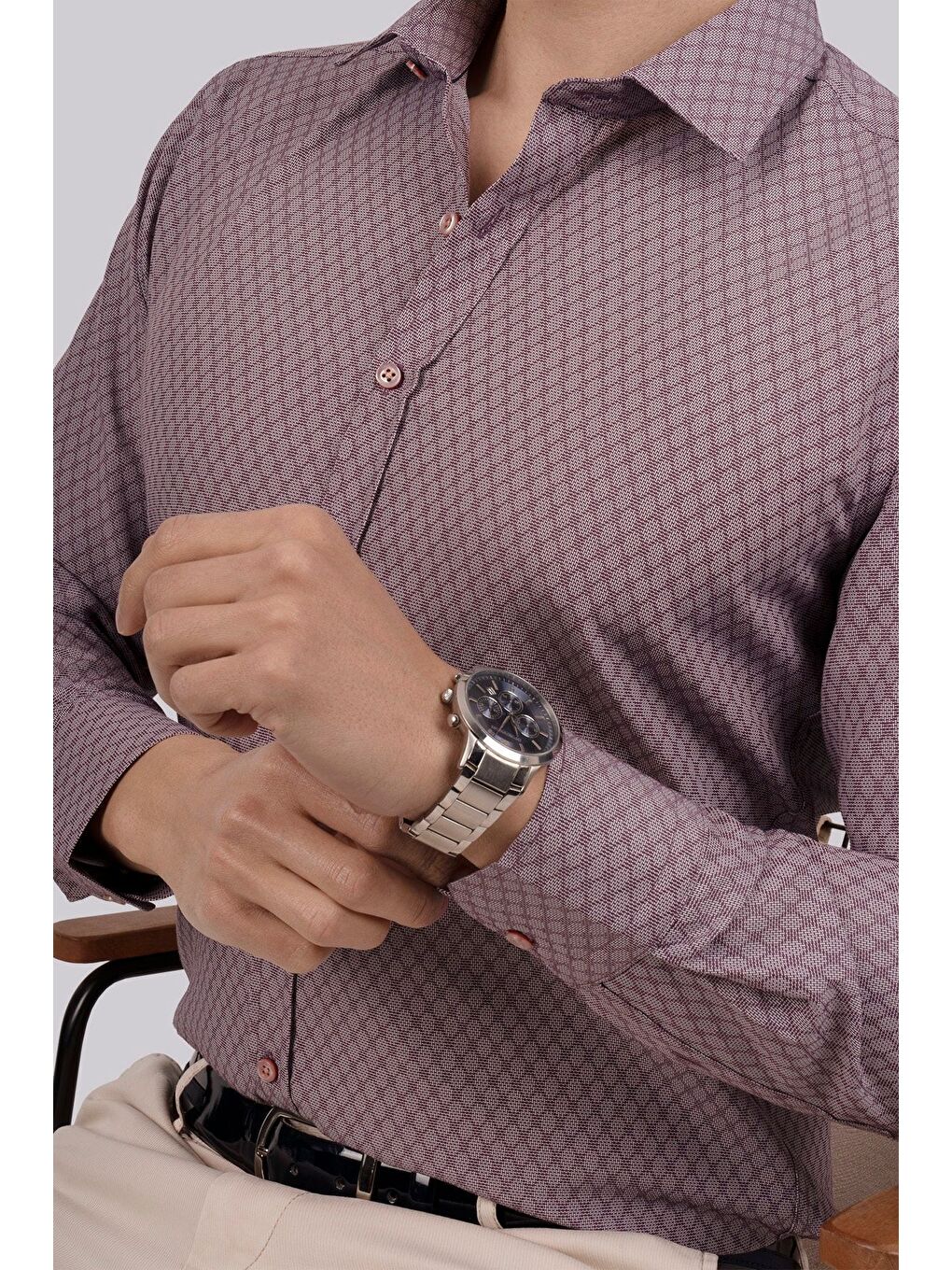 Pembe Gül Kurusu Slimfit Erkek Gömlek