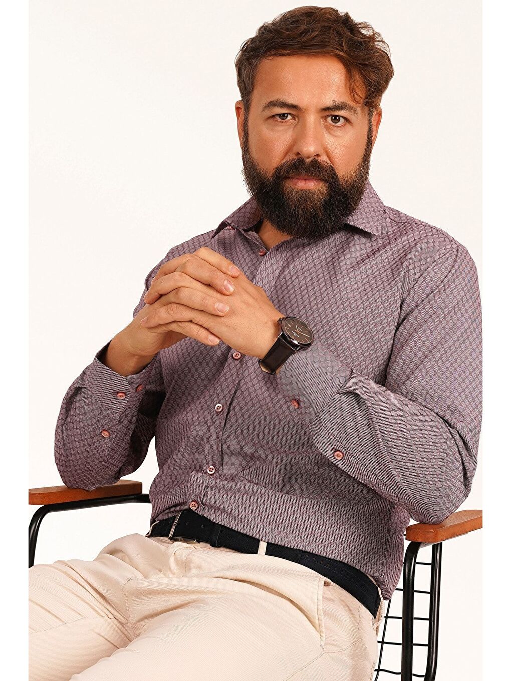 Pembe Gül Kurusu Slimfit Erkek Gömlek-3