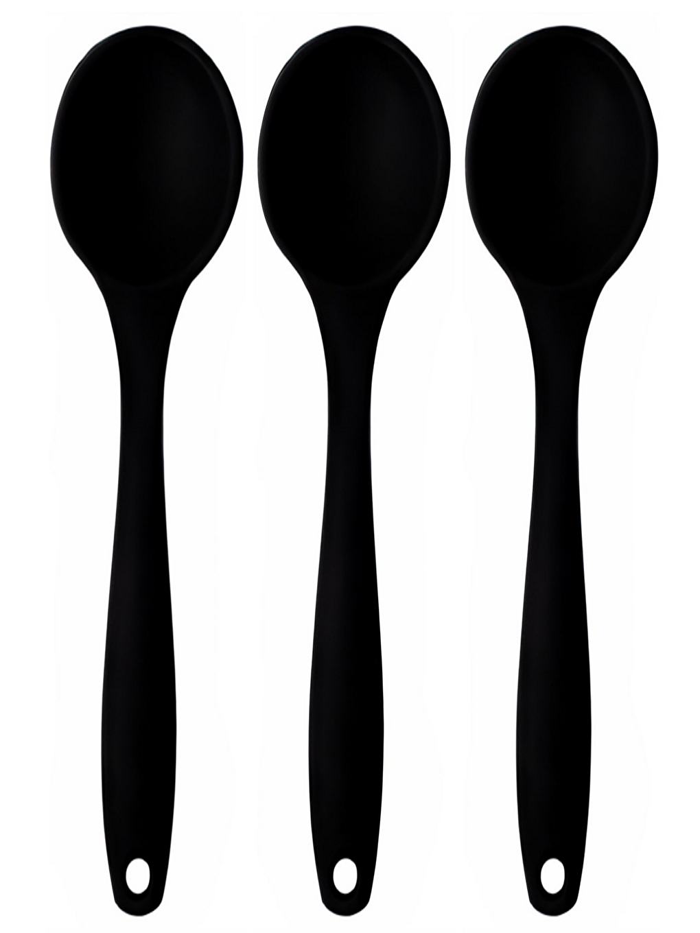 Büyük Boy Yanmaz Yapışmaz Siyah Silikon Kaşık 3 Adet