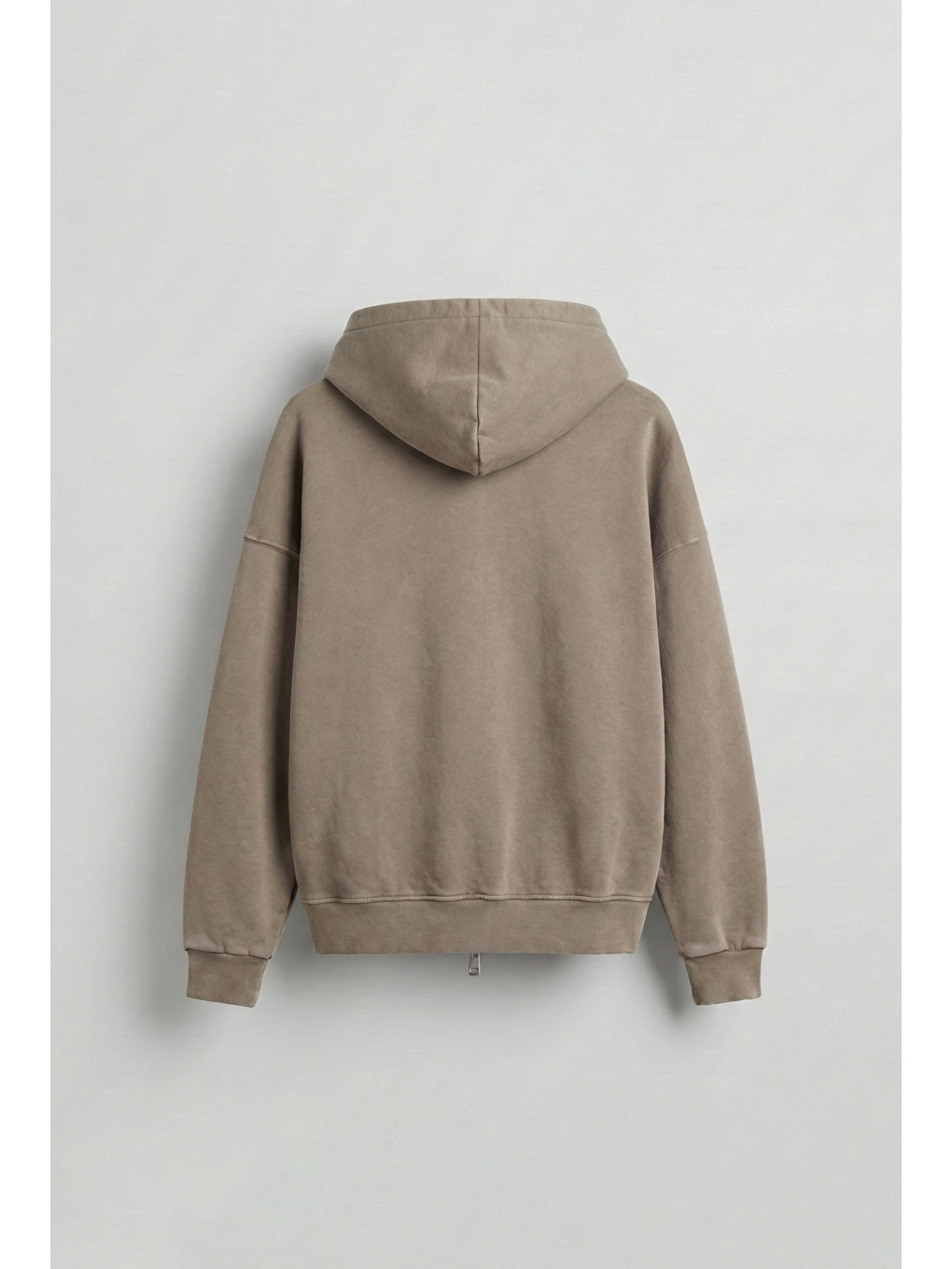 Erkek Relax Fit Yıkamalı Kapüşonlu Sweatshirt Koyu Bej-1