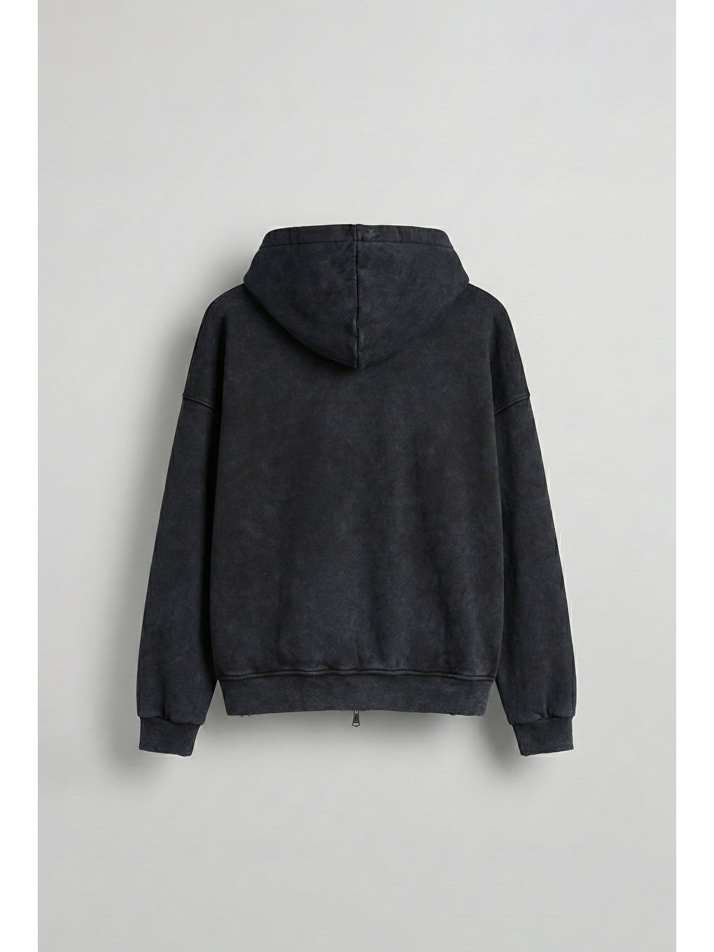 Erkek Relax Fit Yıkamalı Kapüşonlu Sweatshirt Siyah-1