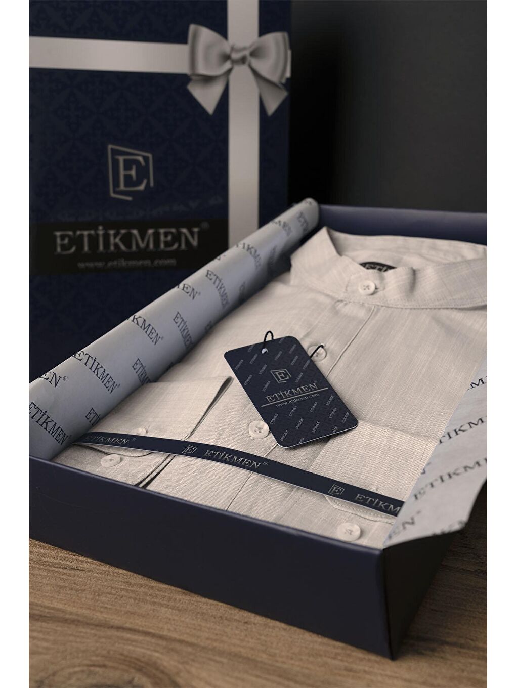 Kahverengi Sütlü Kahve Hakim Yaka Keten Üç Düğmeli Slimfit Erkek %100 Pamuk Gömlek-6