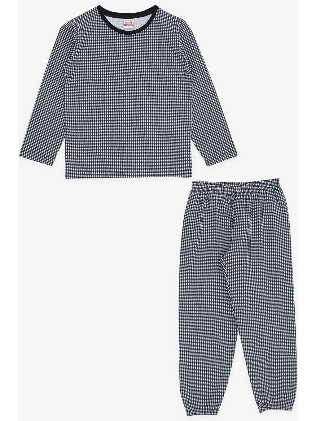 Erkek Pijama Takımı Pötikare Desenli Siyah (6 Yaş)