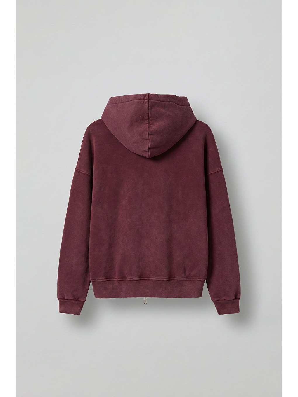 Erkek Relax Fit Yıkamalı Kapüşonlu Sweatshirt Bordo-1