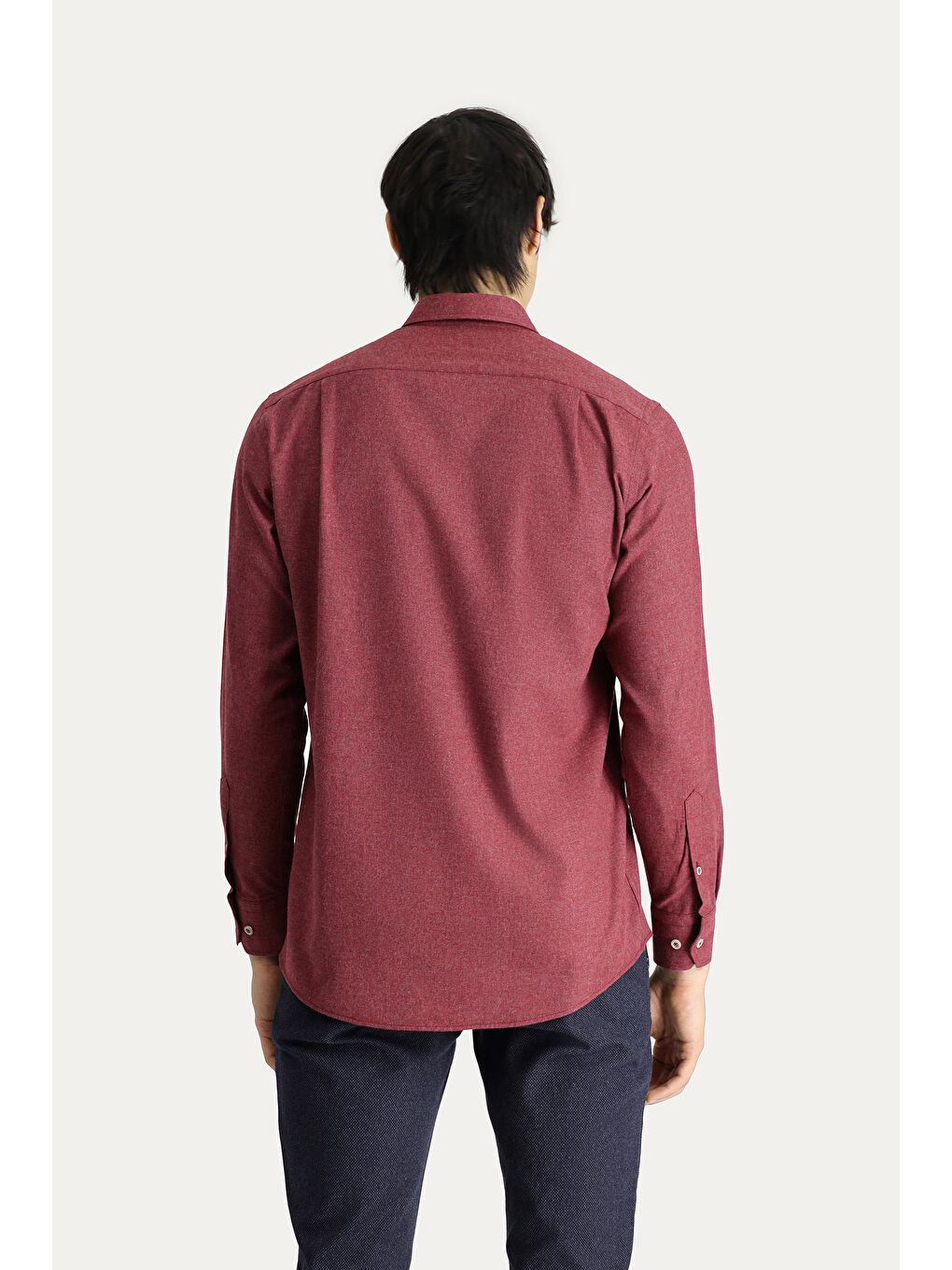 Bordo Uzun Kol Slim Fit Dar Kesim Oduncu Pamuklu Düğmeli Yaka Büyük Beden Oduncu Gömlek-3
