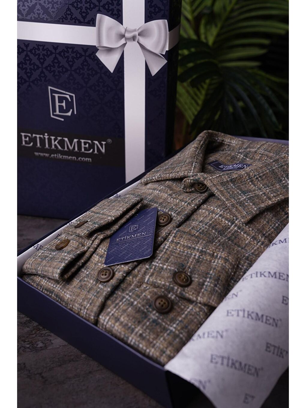 Kahverengi Hasır Desenli Oversize Oduncu Erkek Gömlek-6