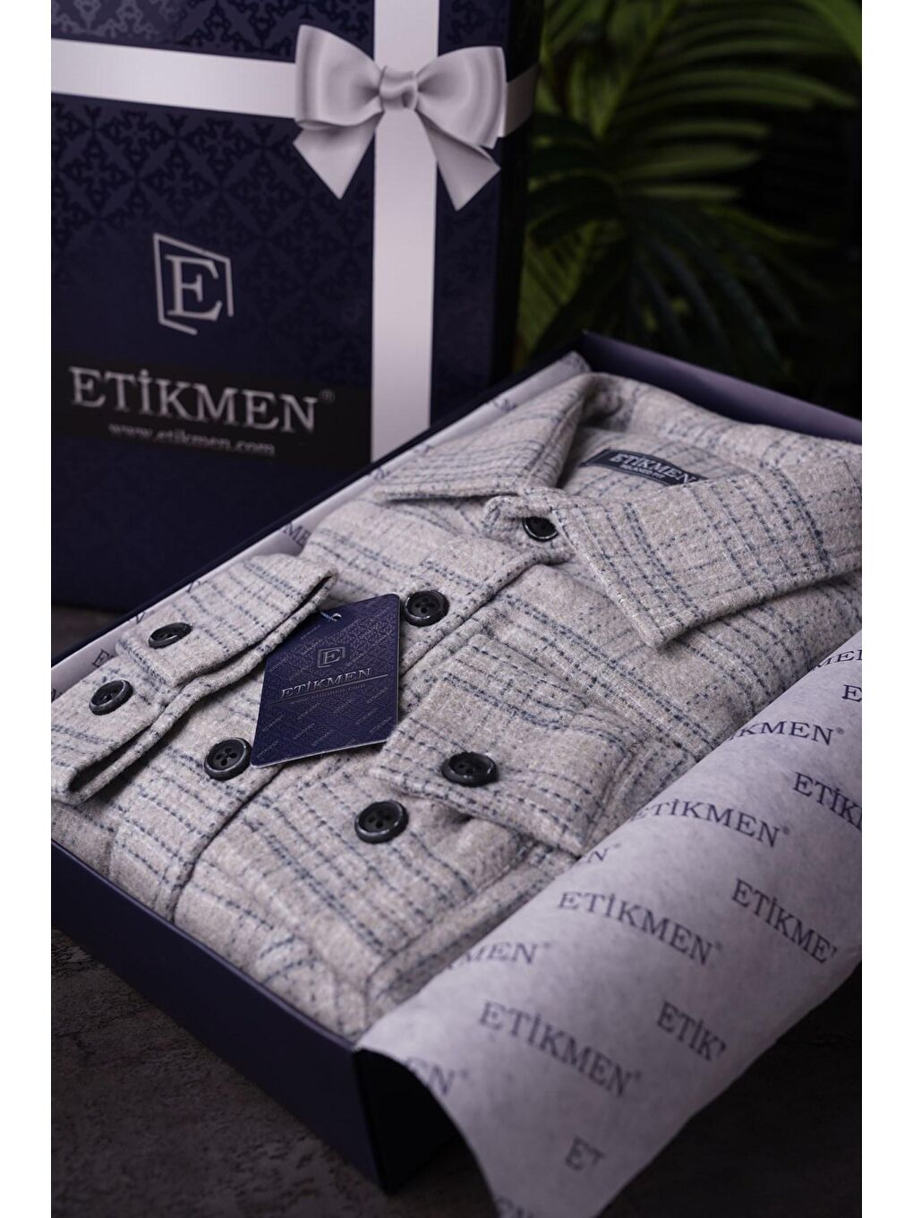 Etikmen Gri Hasır Desenli Oversize Oduncu Erkek Gömlek - 6