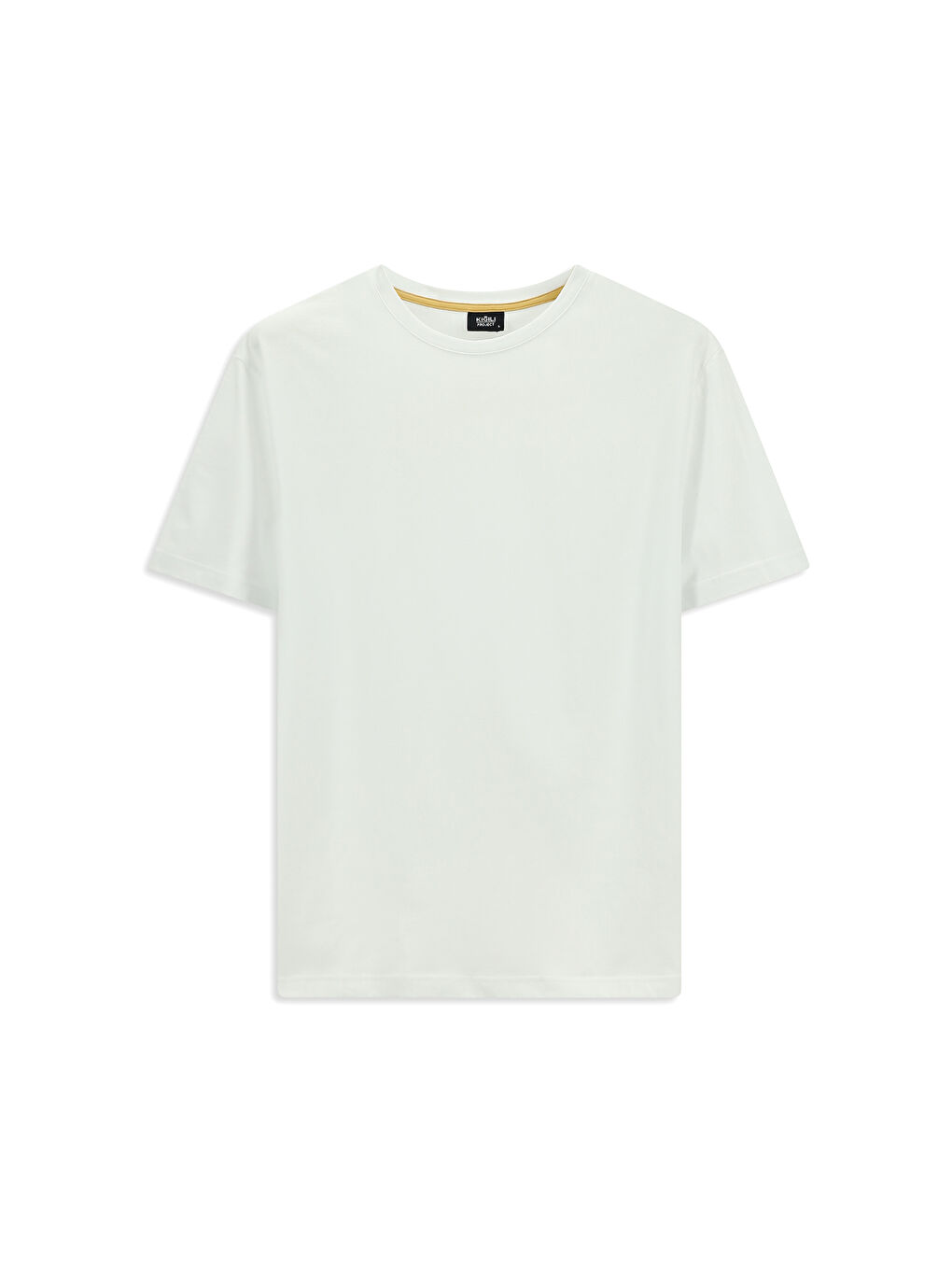 Beyaz Bisiklet Yaka Oversize Pamuk Baskılı Tişört-5