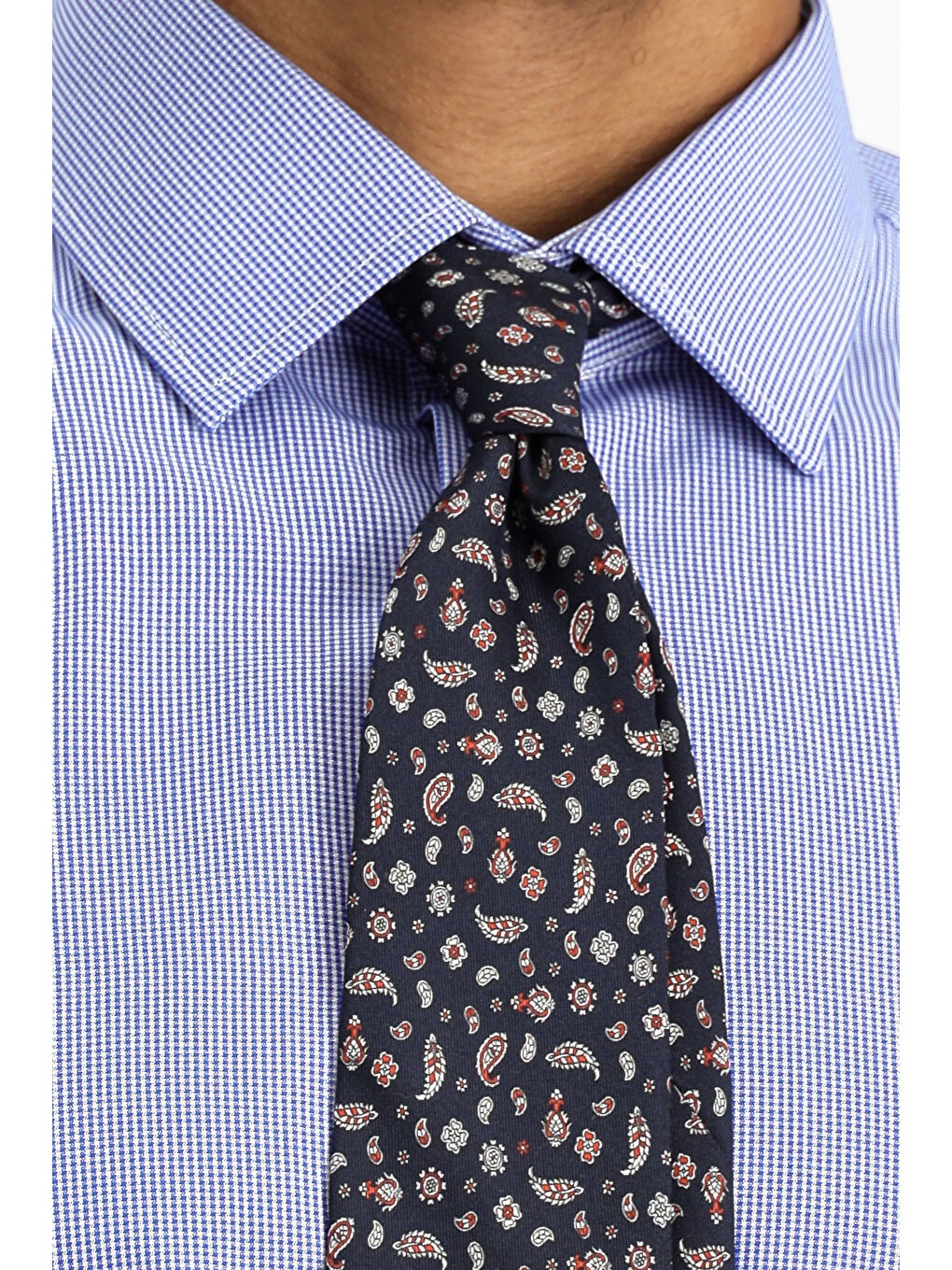 Mavi Uzun Kol Slim Fit Dar Kesim Klasik Desenli Pamuklu Kolay Ütülenebilir Gömlek-4
