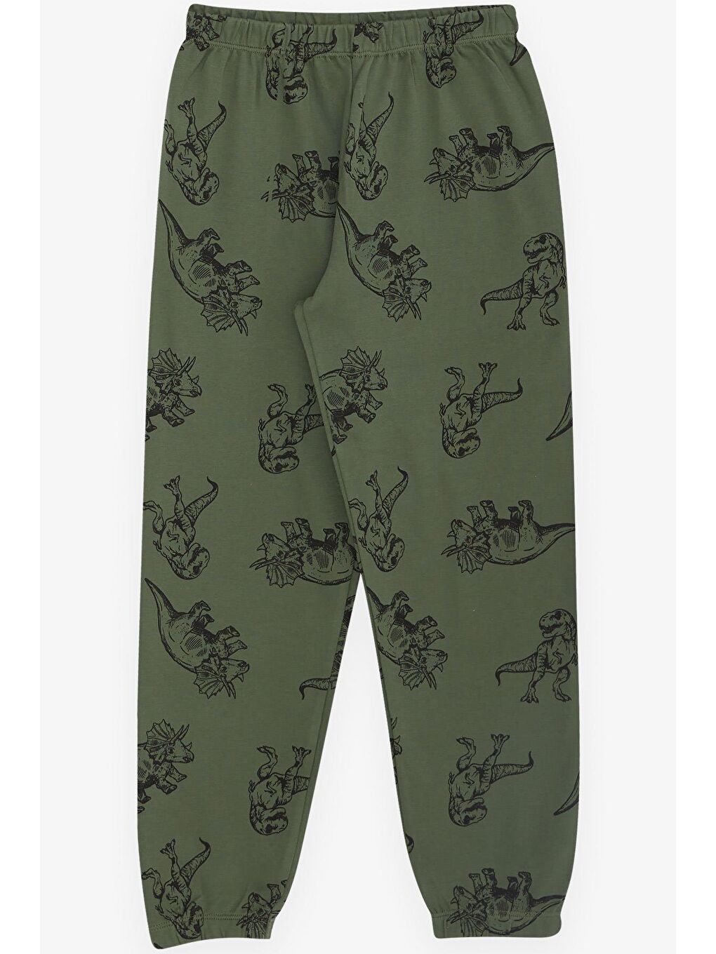 Erkek Çocuk Pijama Takımı Dinozor Desenli Haki Yeşil (4 Yaş)-3