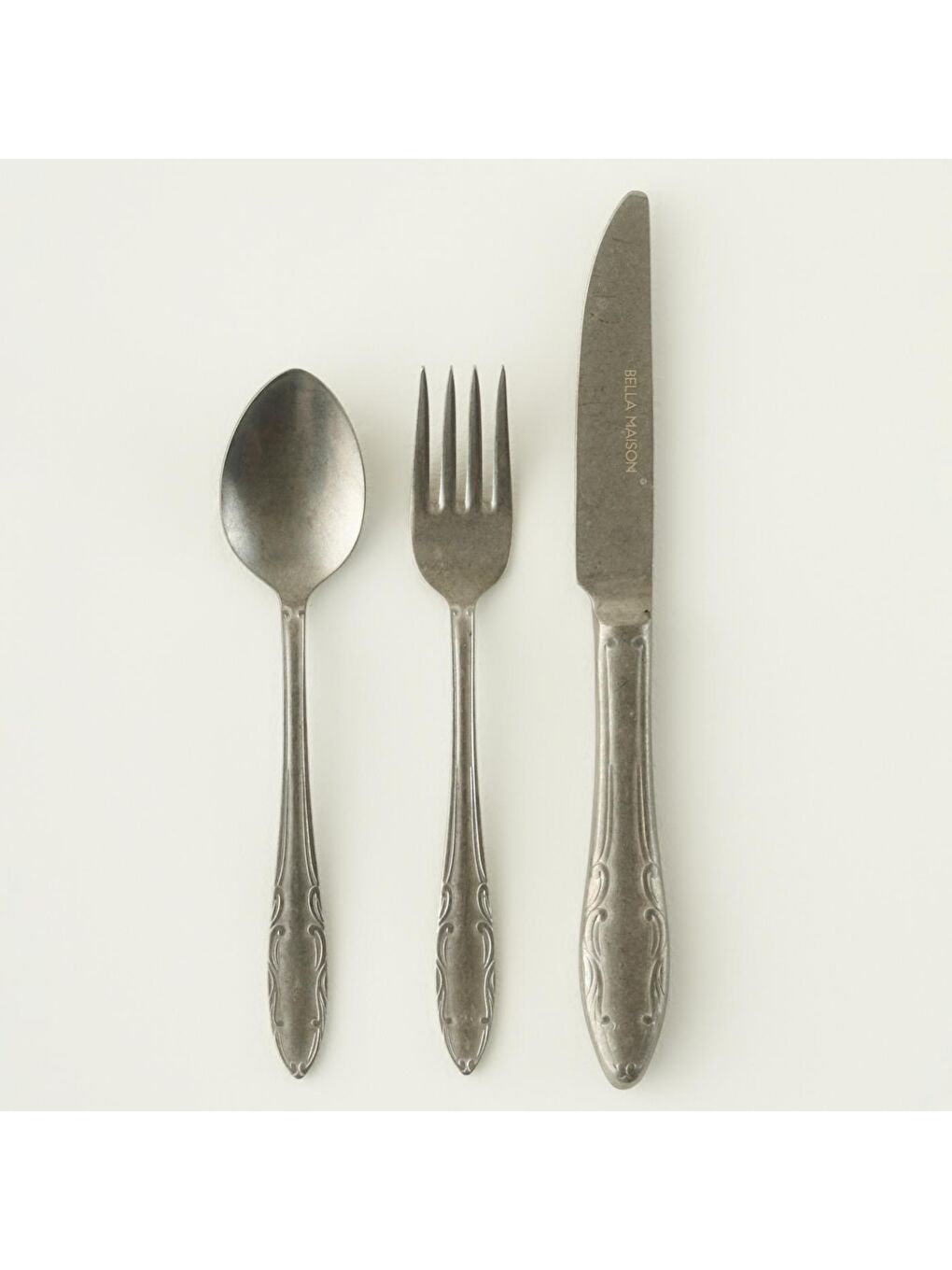 Bella Maison Gri Vintage 18 Parça 6 Kişilik Tatlı Çatal Kaşık Bıçak Takımı Silver