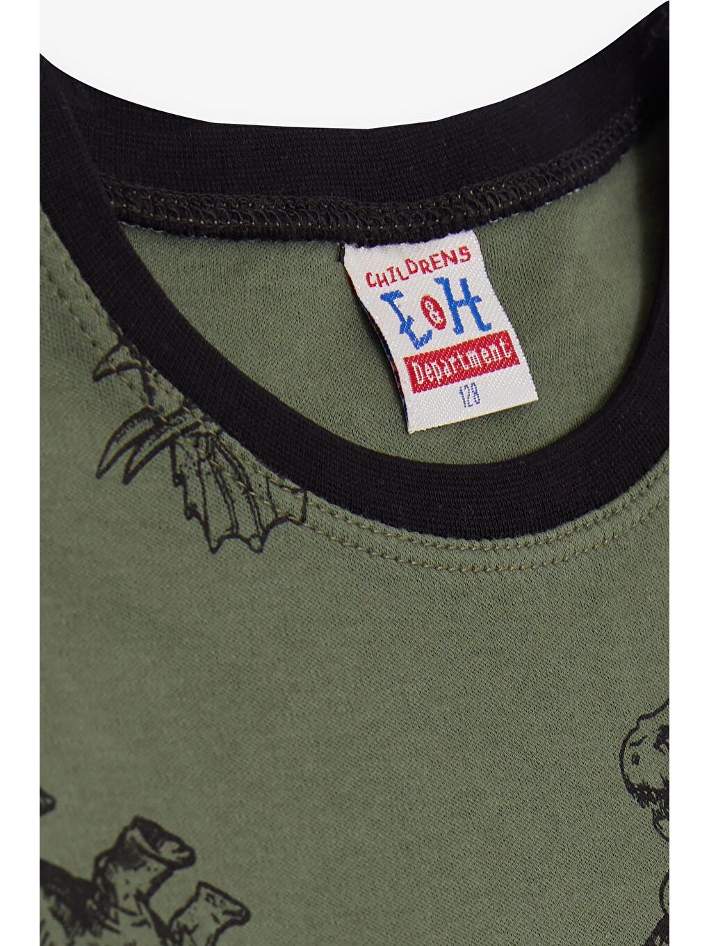 Erkek Çocuk Pijama Takımı Dinozor Desenli Haki Yeşil (4 Yaş)-4