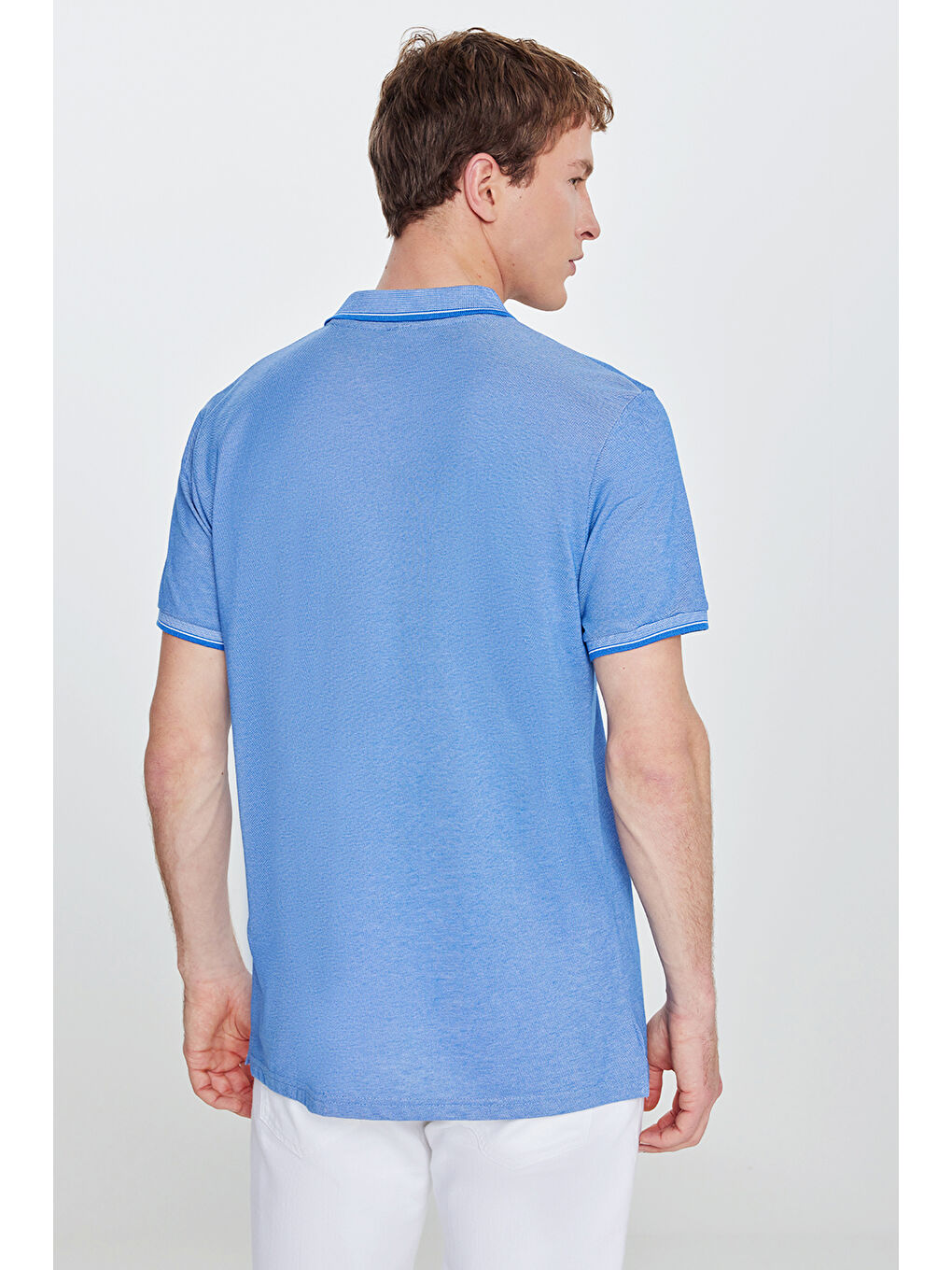 Mavi Erkek Saks-Beyaz Slim Fit Dar Kesim Kıvrılmaz Polo Yaka Kısa Kollu Tişört-6