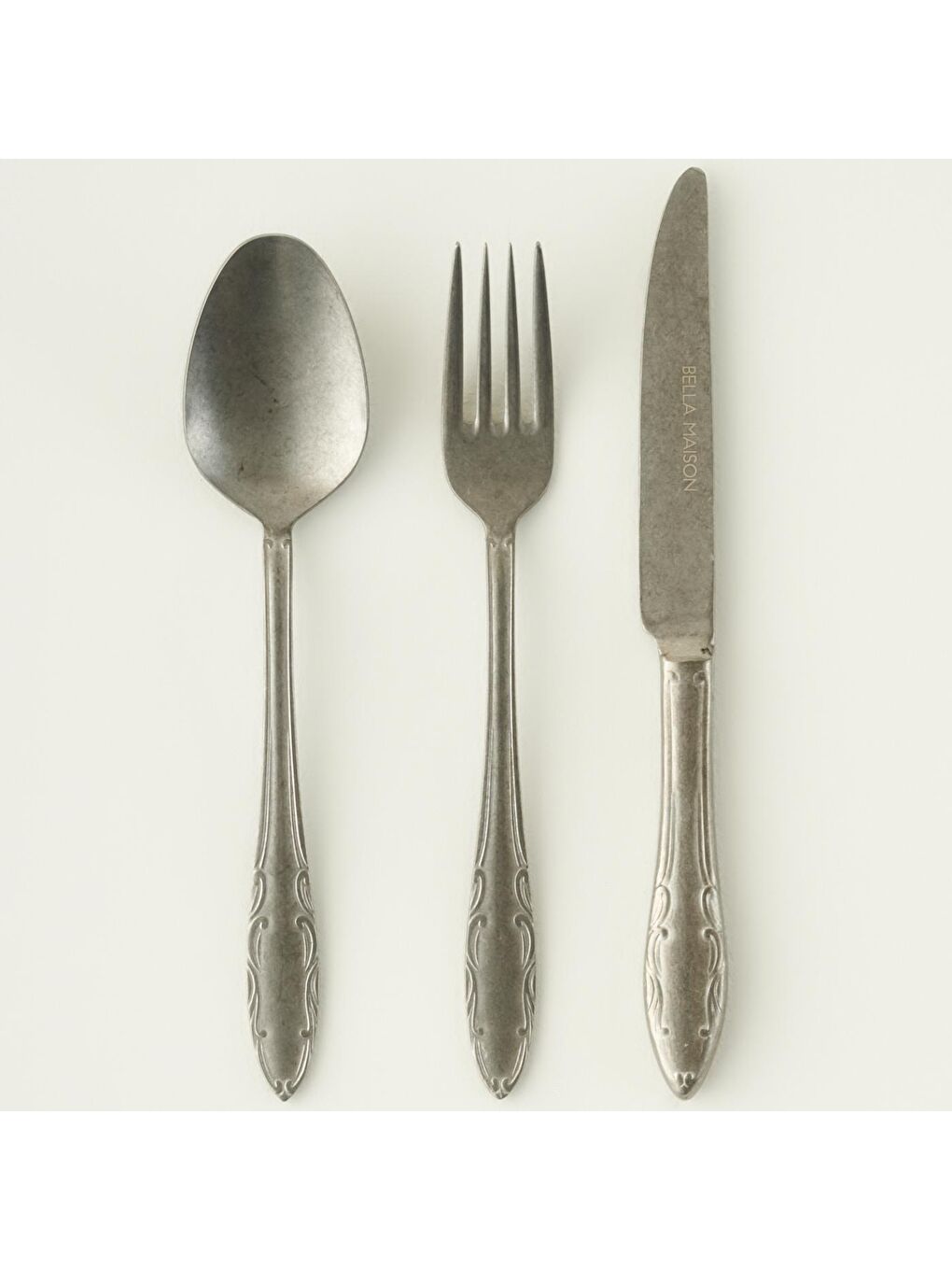 Bella Maison Gri Vintage 18 Parça 6 Kişilik Yemek Çatal Kaşık Bıçak Takımı Silver