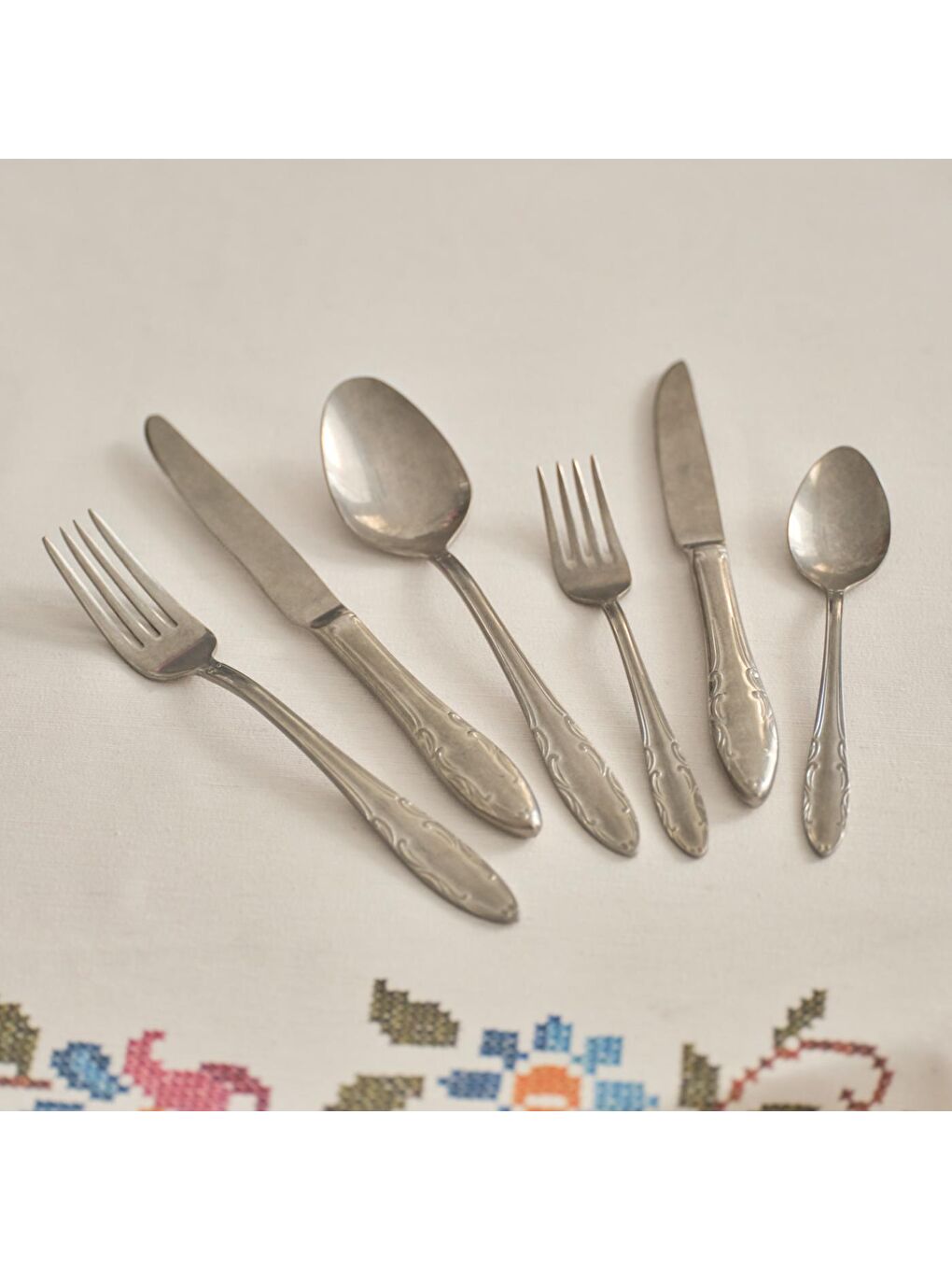 Bella Maison Gri Vintage 18 Parça 6 Kişilik Yemek Çatal Kaşık Bıçak Takımı Silver - 1