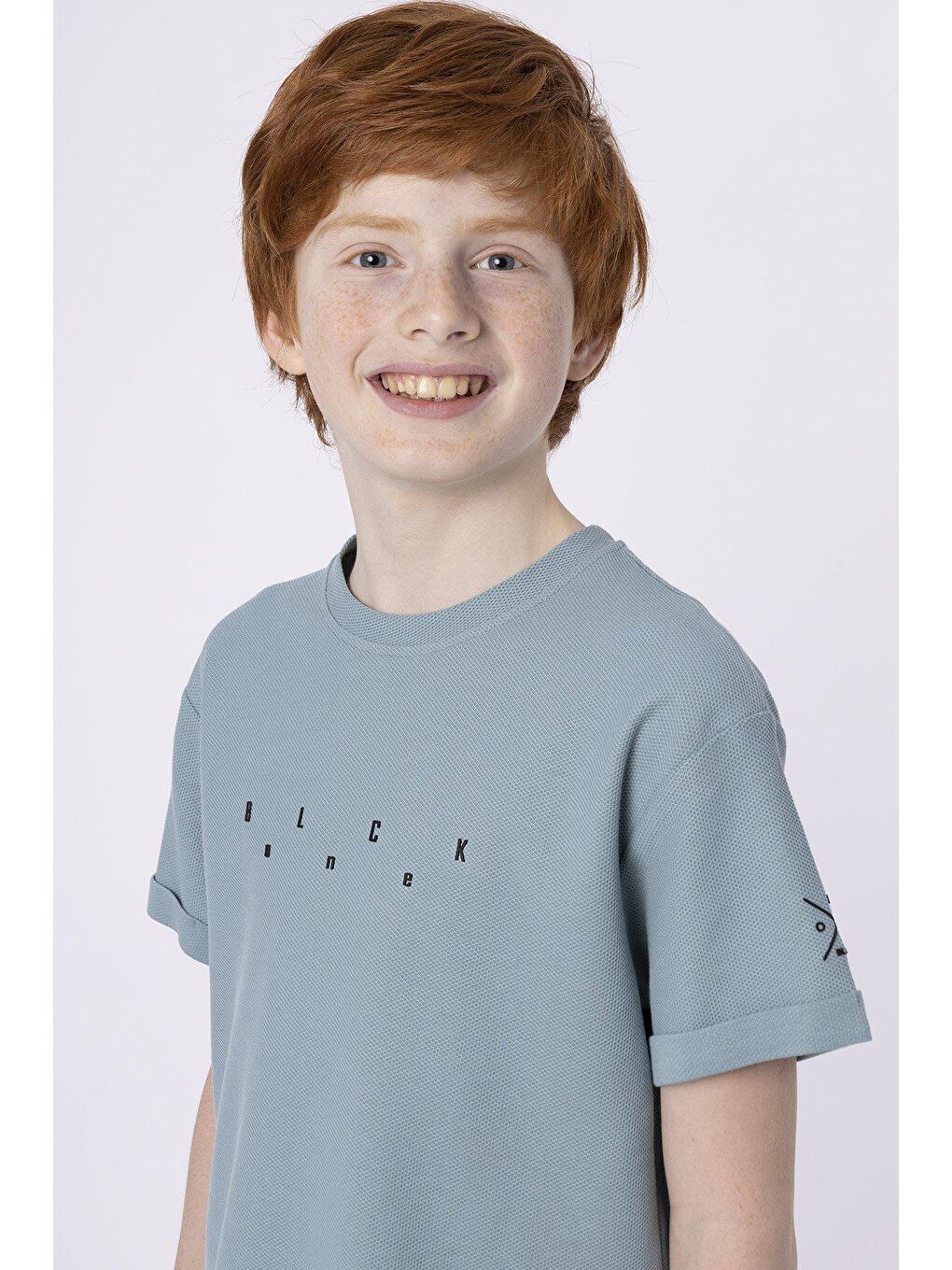 Mavi Baskılı Cep Detaylı Erkek Çocuk Yazlık Bisiklet Yaka T-shırt-2