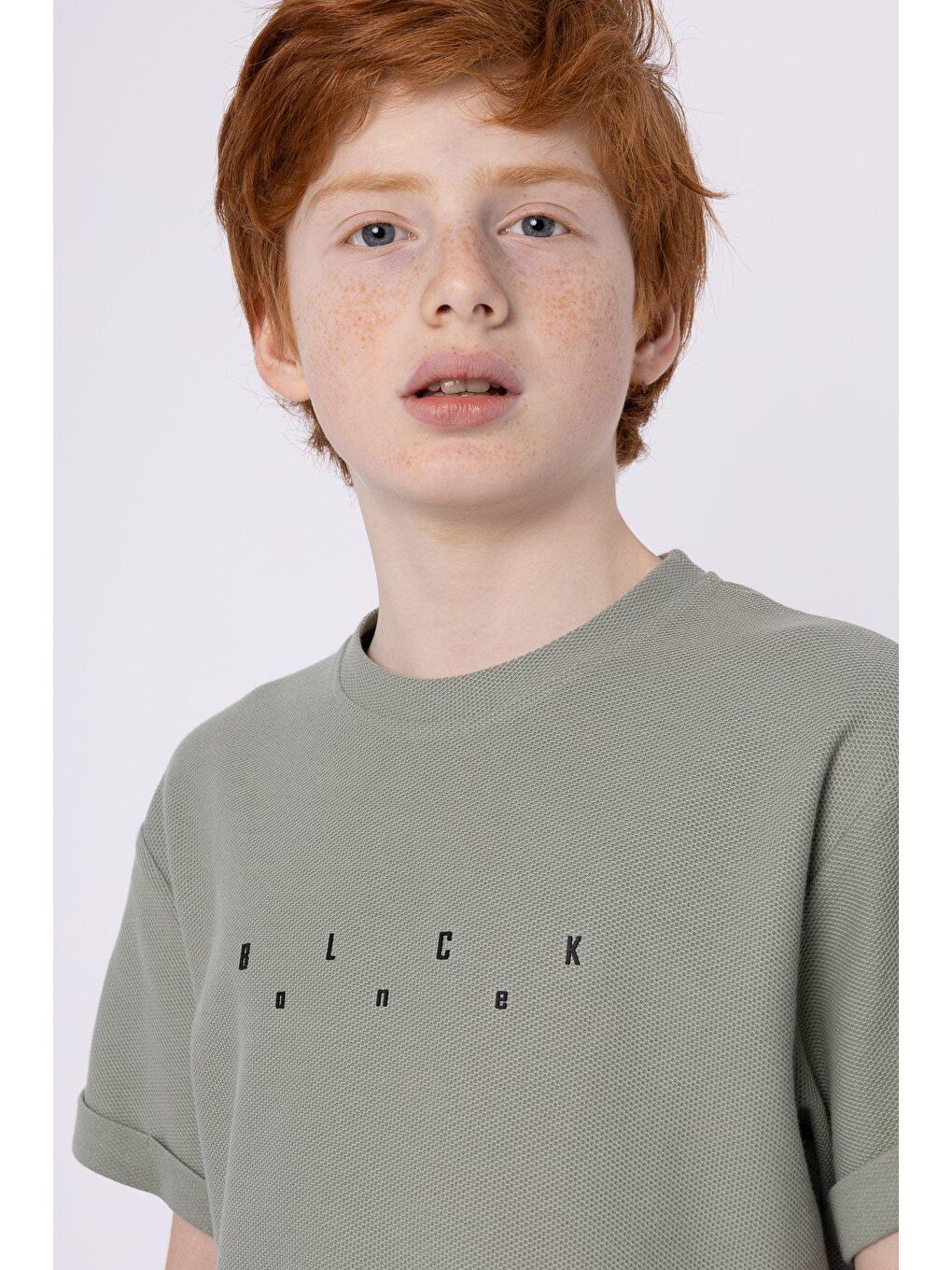 Yeşil Baskılı Cep Detaylı Erkek Çocuk Yazlık Bisiklet Yaka T-shırt-3