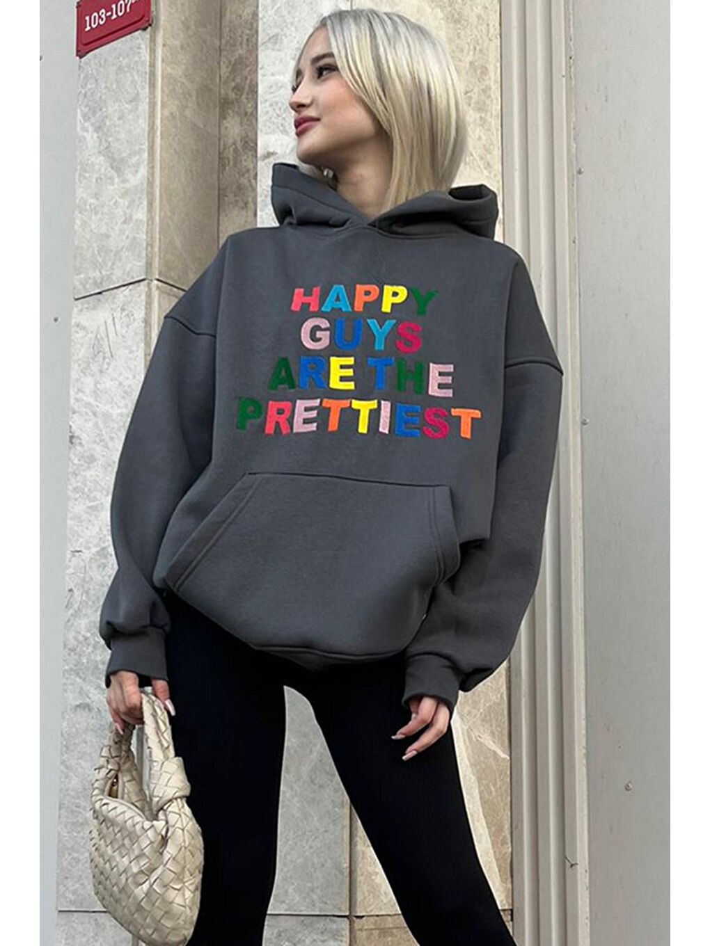 Madmext Füme Renkli Nakışlı Bisiklet Yaka Sweatshirt MG1574