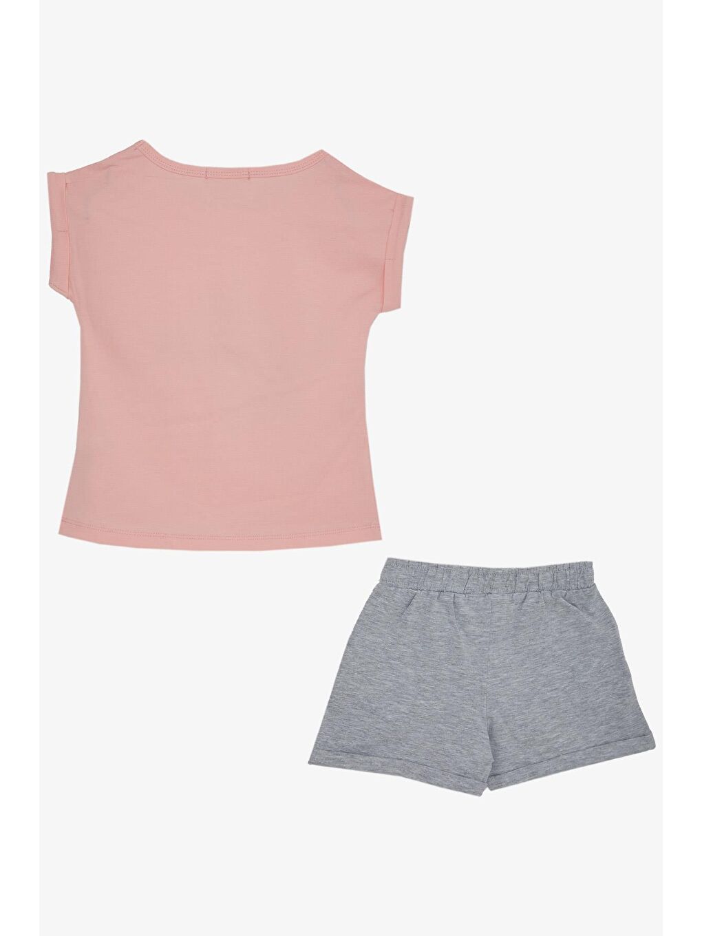 Pembe Kız Çocuk Şortlu Takım Eğlence Zamanı Somon (3-8 Yaş)-1