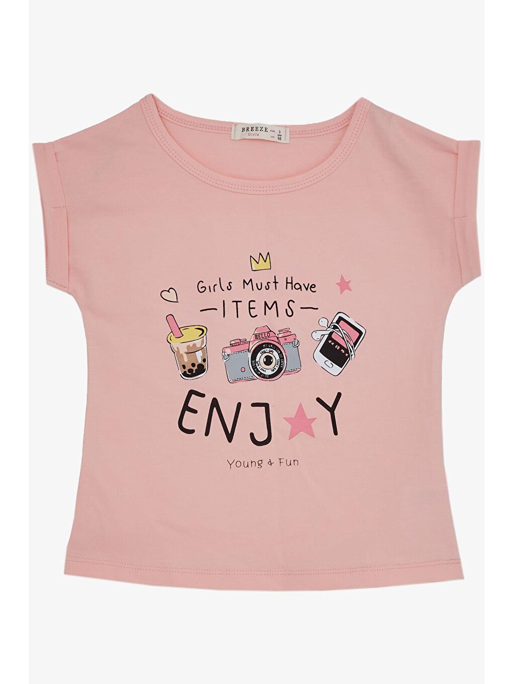 Pembe Kız Çocuk Şortlu Takım Eğlence Zamanı Somon (3-8 Yaş)-2