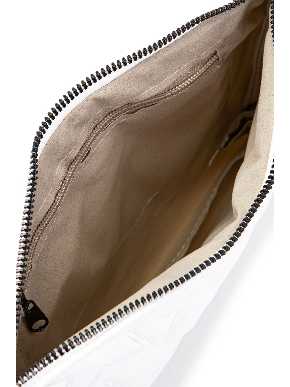 Yıldız Dikişli Clutch Suni Deri Star Kadın Çanta Beyaz-3