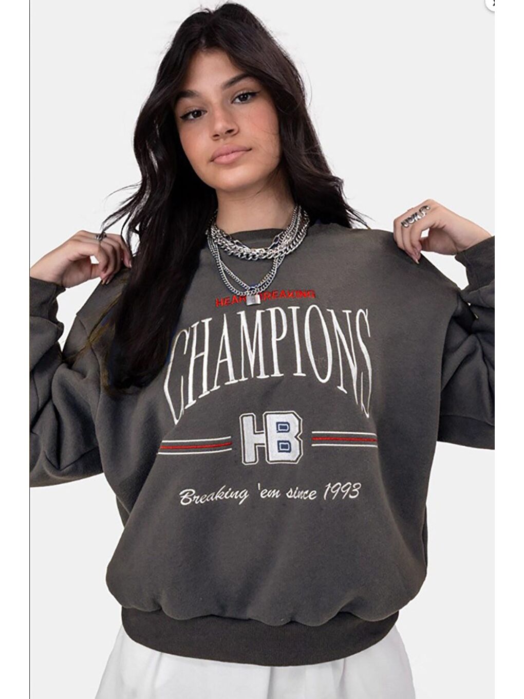 Gri Füme Kadın Sweatshirt Mg930