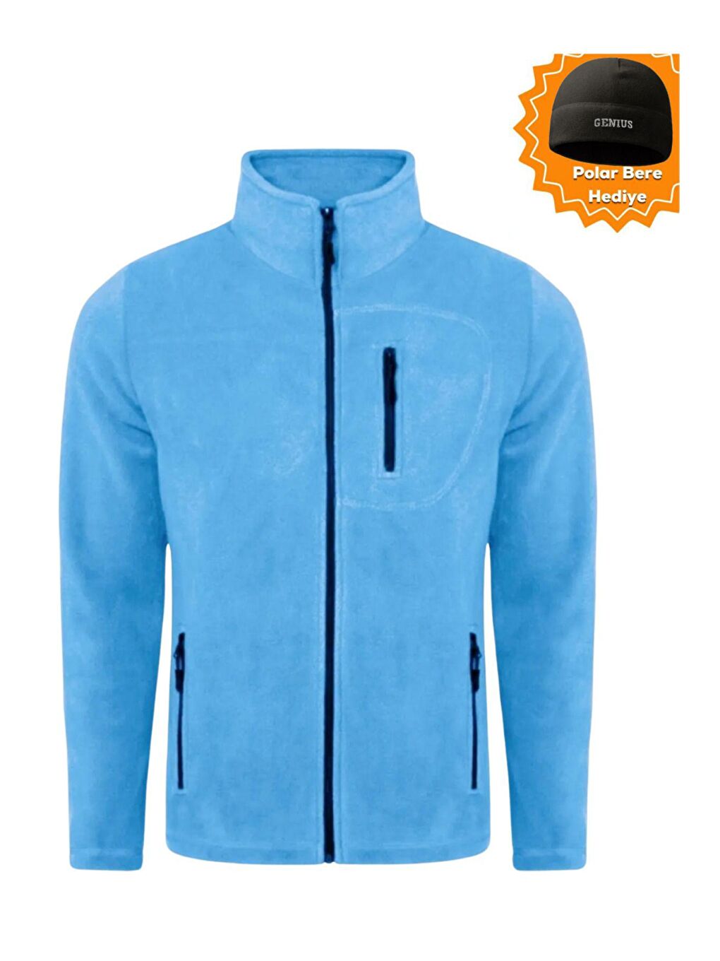 Kahverengi Polar Tam  3 Cepli Outdoor Polar Erkek Fermuarlı Sweatshirt Hırka