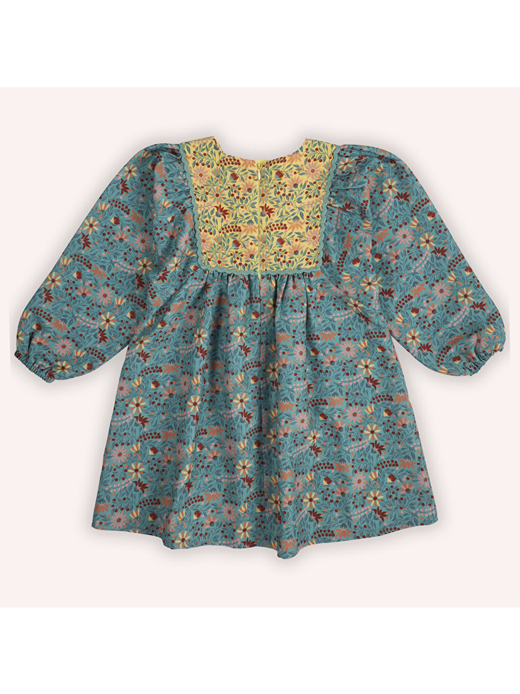 Yeşil Kız Çocuk Desenli Elbise-9