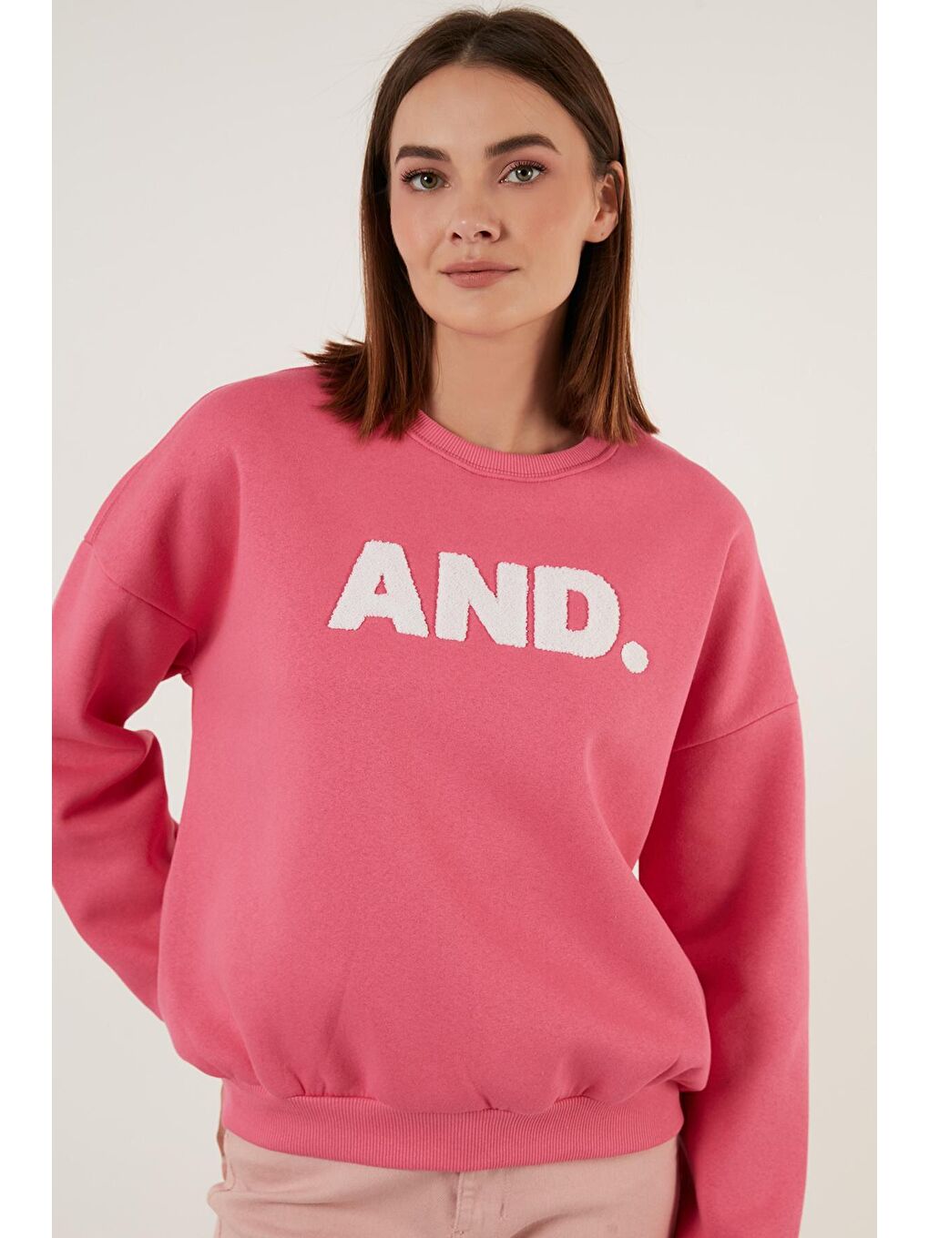 Fuşya Regular Fit Bisiklet Yaka Kalın İçi Polarlı Şardonlu Kışlık Örme Sweat 5864880-4