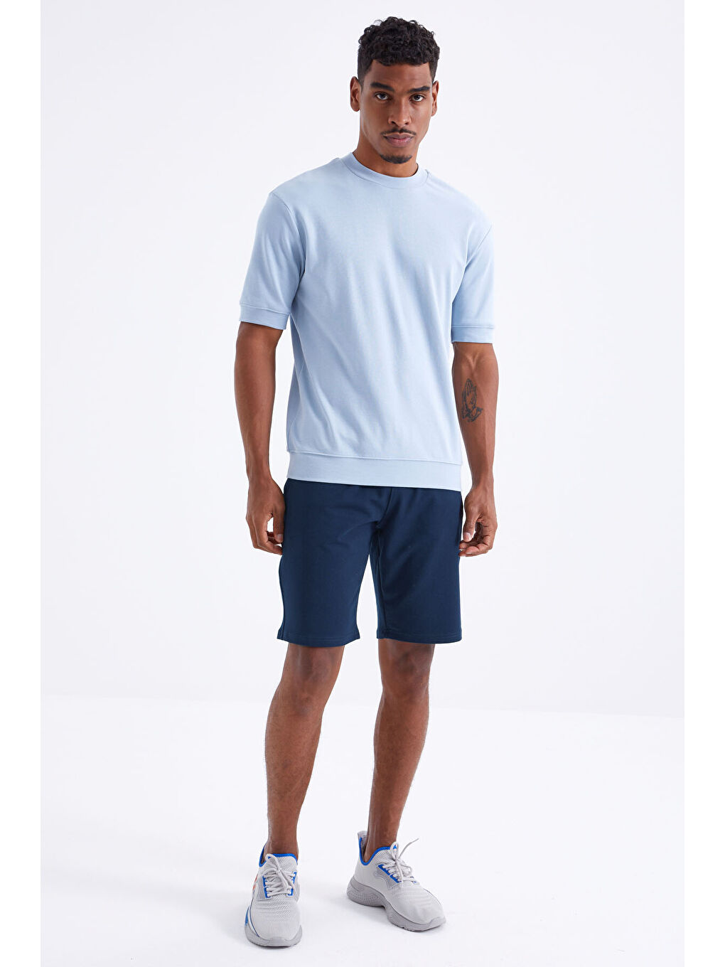 İndigo Bağcıklı Standart Kalıp Basic Erkek Şort - 81212
