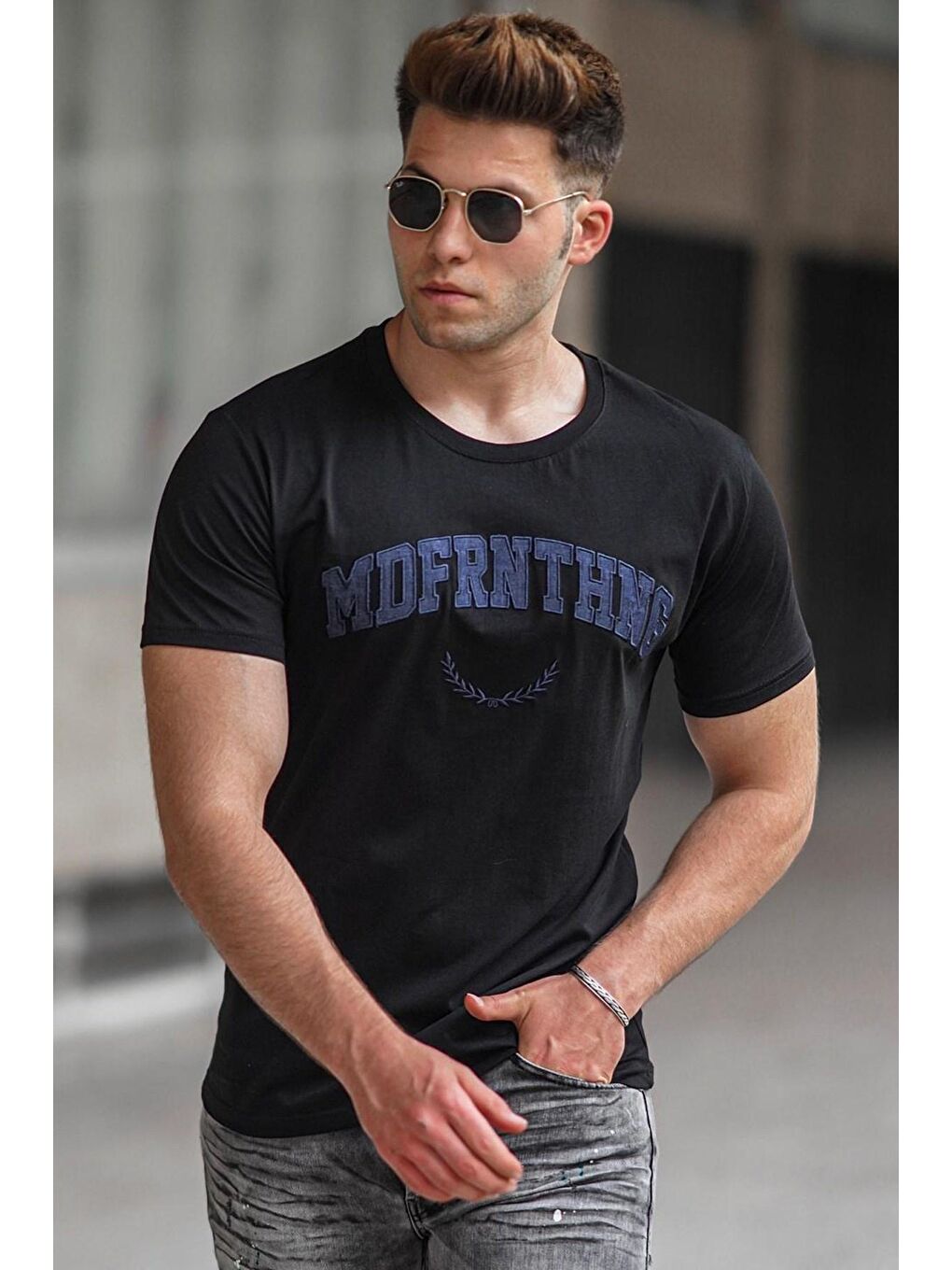 Baskılı Siyah Erkek Tişört 5267
