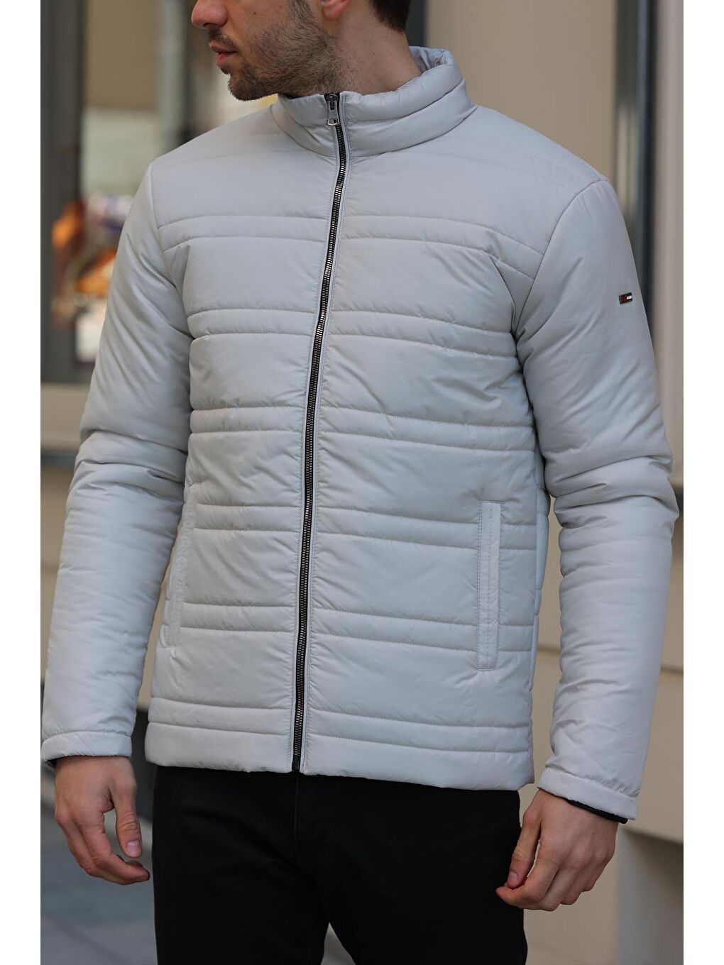 Bej Erkek Içi Astarlı  Dik Yaka Mont DKM-100