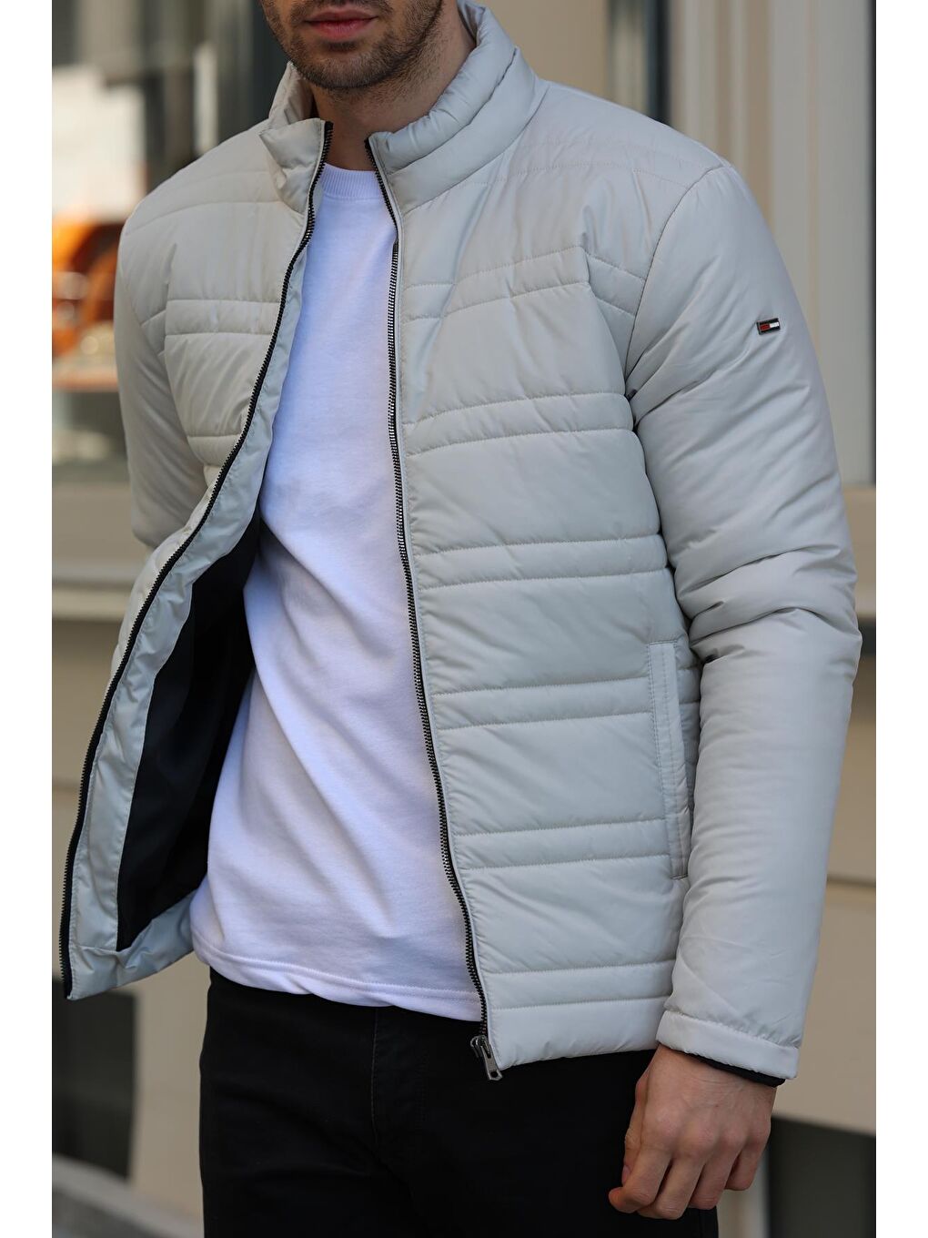 Bej Erkek Içi Astarlı  Dik Yaka Mont DKM-100-1