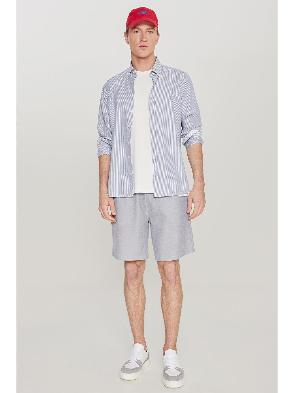 Erkek Lacivert-Siyah 2'li Paket Pamuklu Beli Bağlamalı Yan Cepli Standart Fit Örme Şort-1