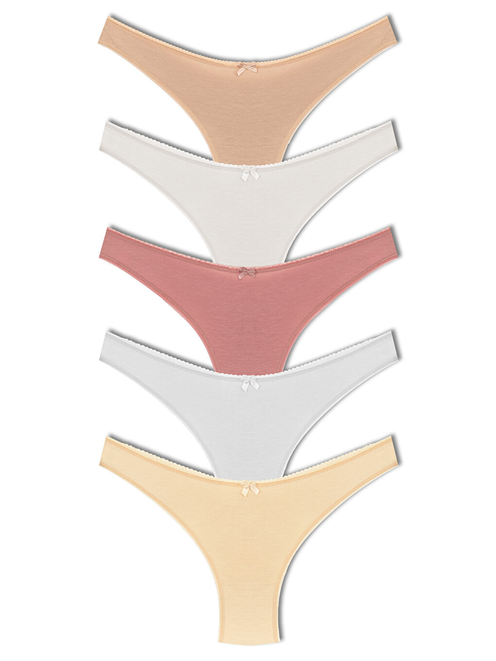 Beyaz Pamuklu Yüksek Bel Brazil Kadın Külot 5'li