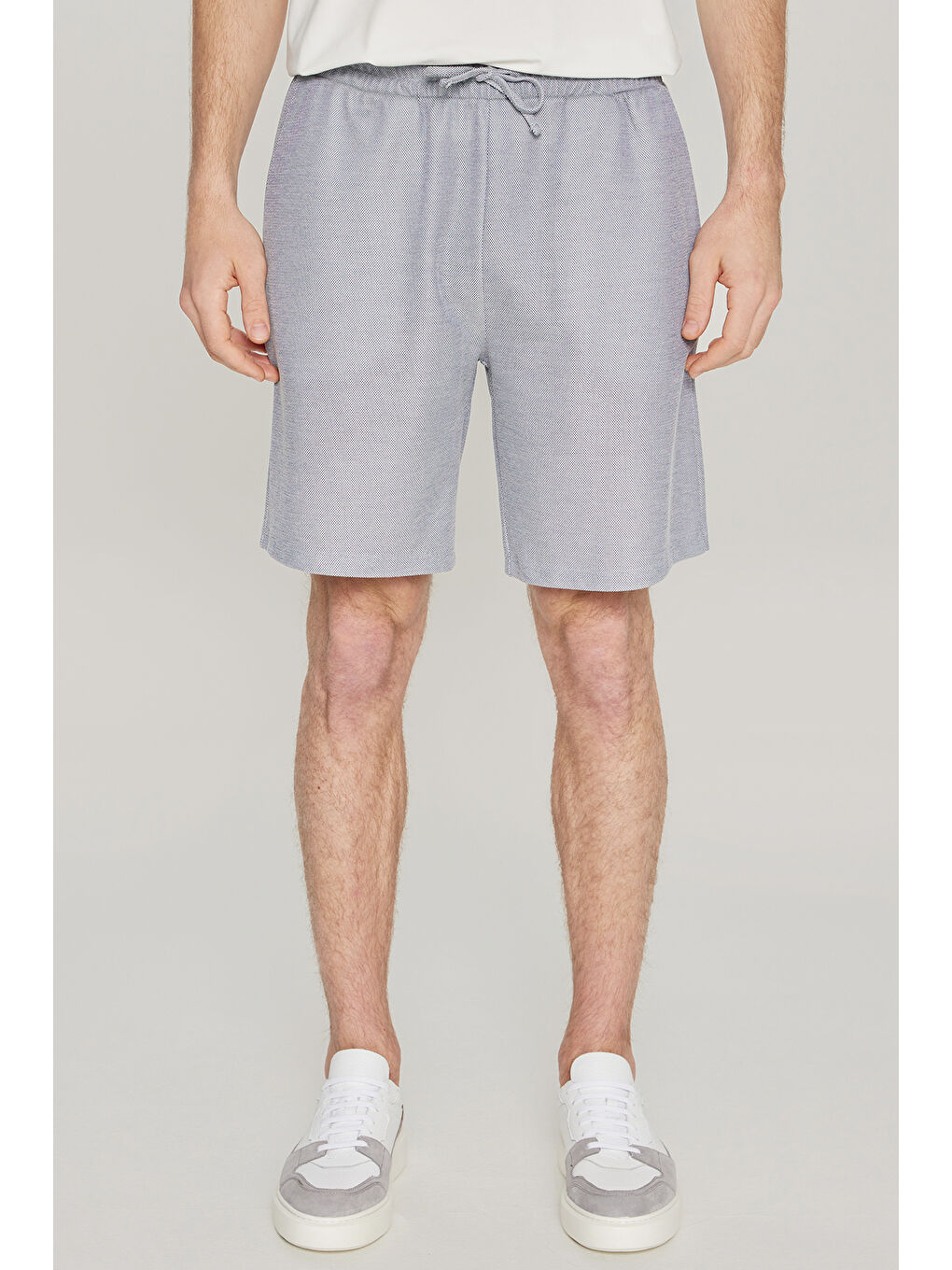 Erkek Lacivert-Siyah 2'li Paket Pamuklu Beli Bağlamalı Yan Cepli Standart Fit Örme Şort-3